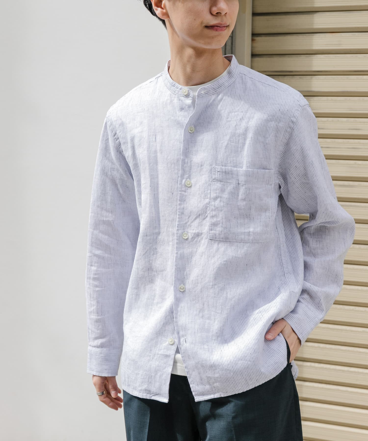 FORK&SPOON　コットンリネンロングスリーブシャツ