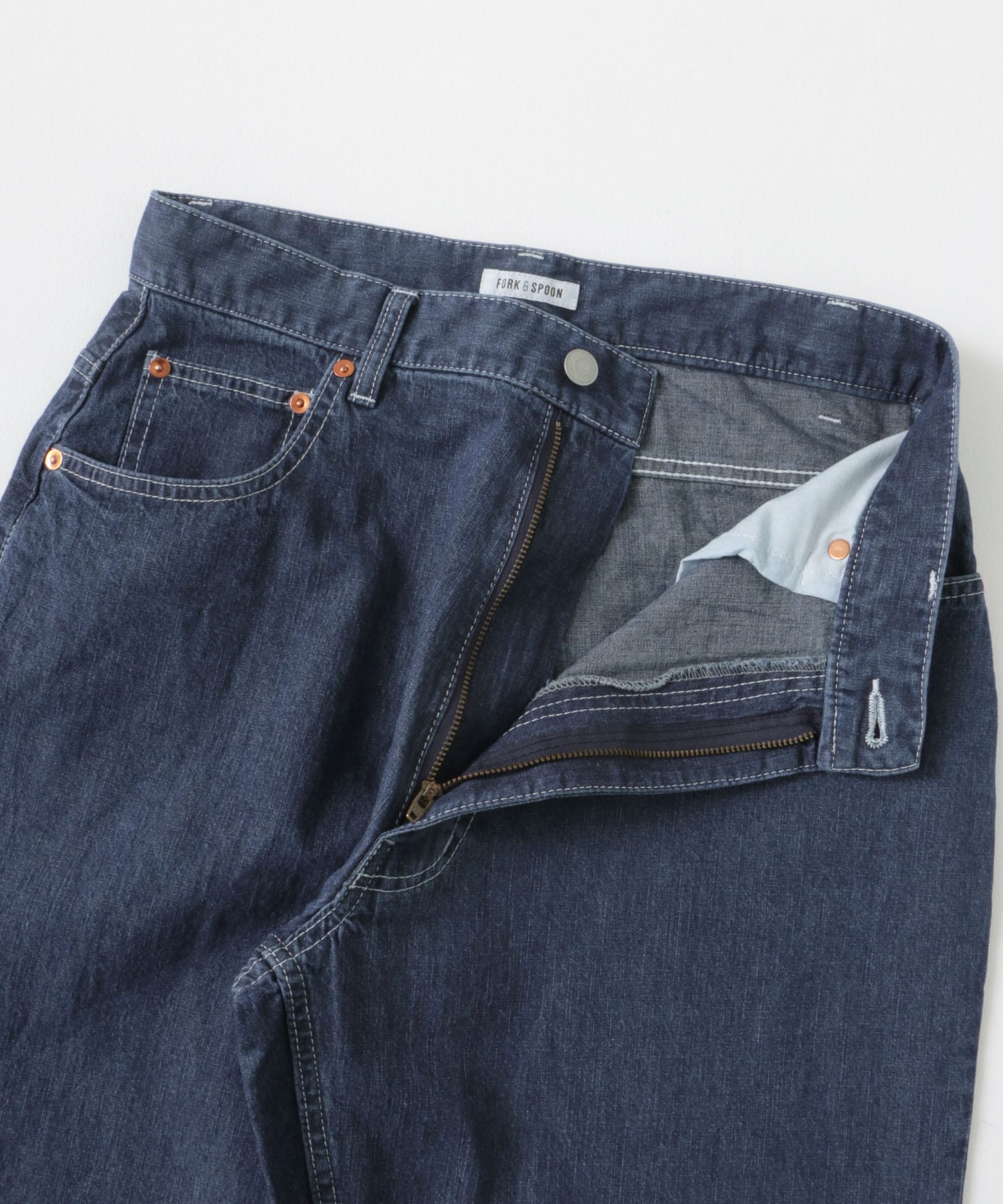 FORK&SPOON　綿麻デニム5ポケットパンツ ONEWASH 4