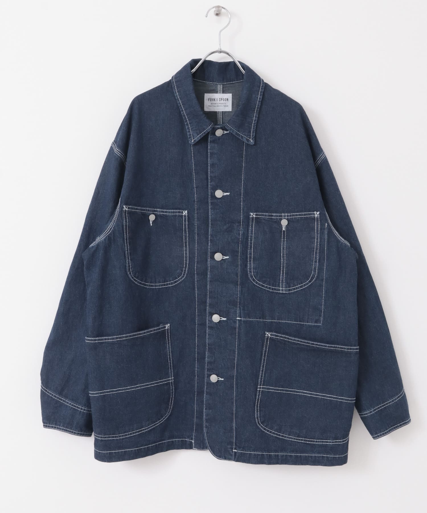FORK&SPOON　綿麻デニムカバーオール ONEWASH 4