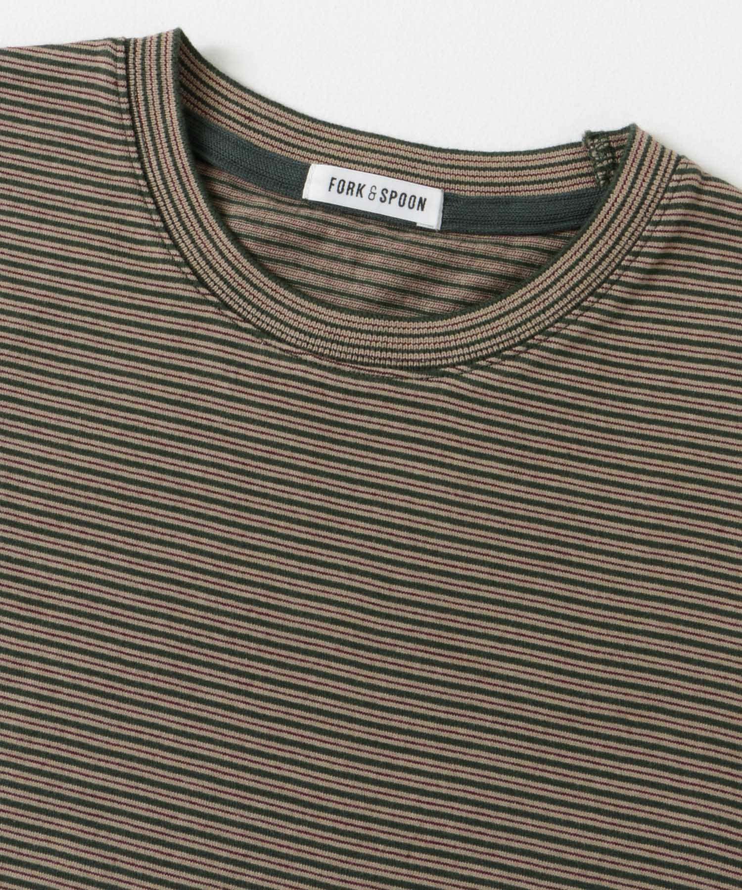 FORK&SPOON　マルチカラーボーダーTシャツ GREEN 1