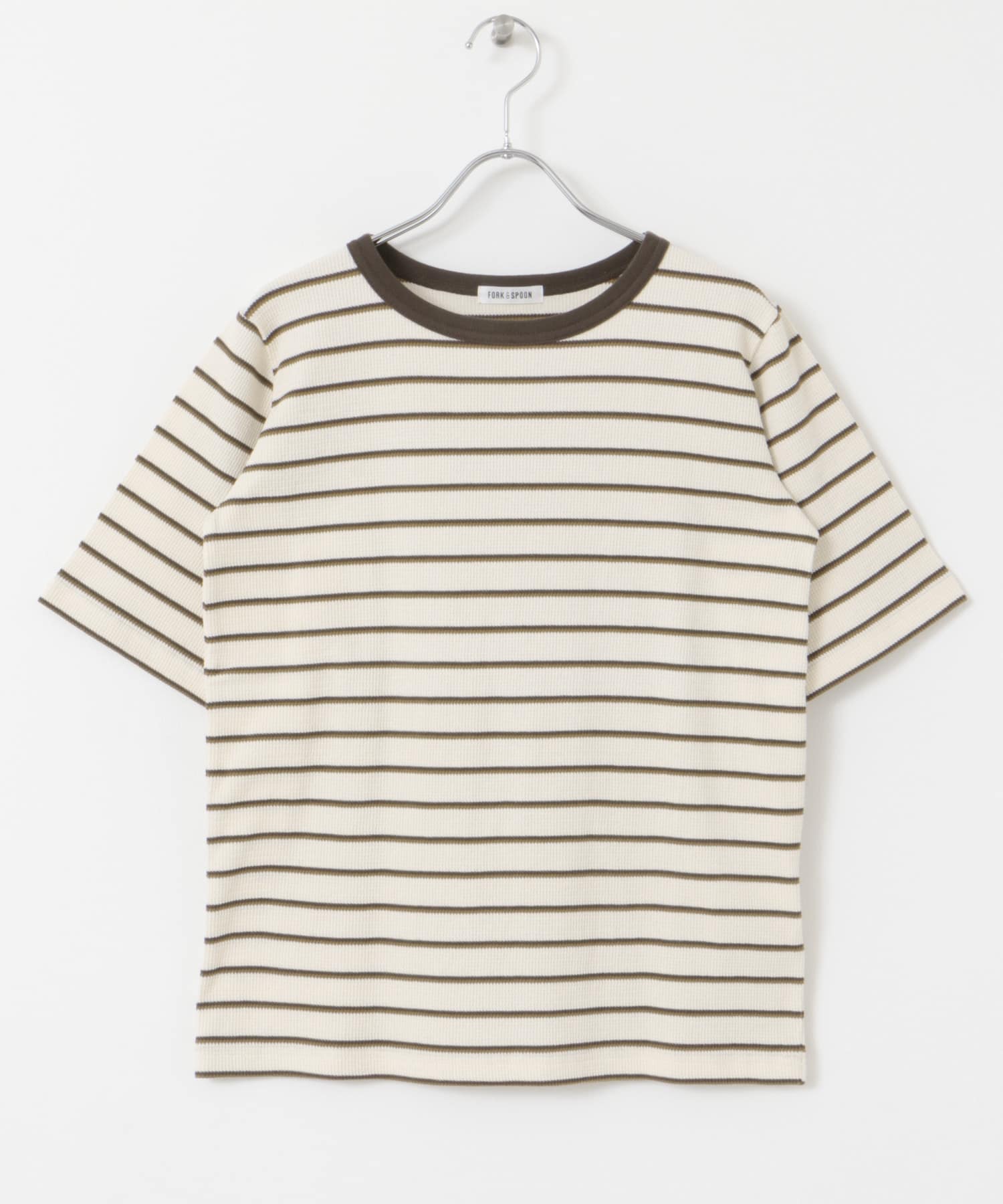 FORK&SPOON　ワッフルジャガードTシャツ BRNxMOC 1