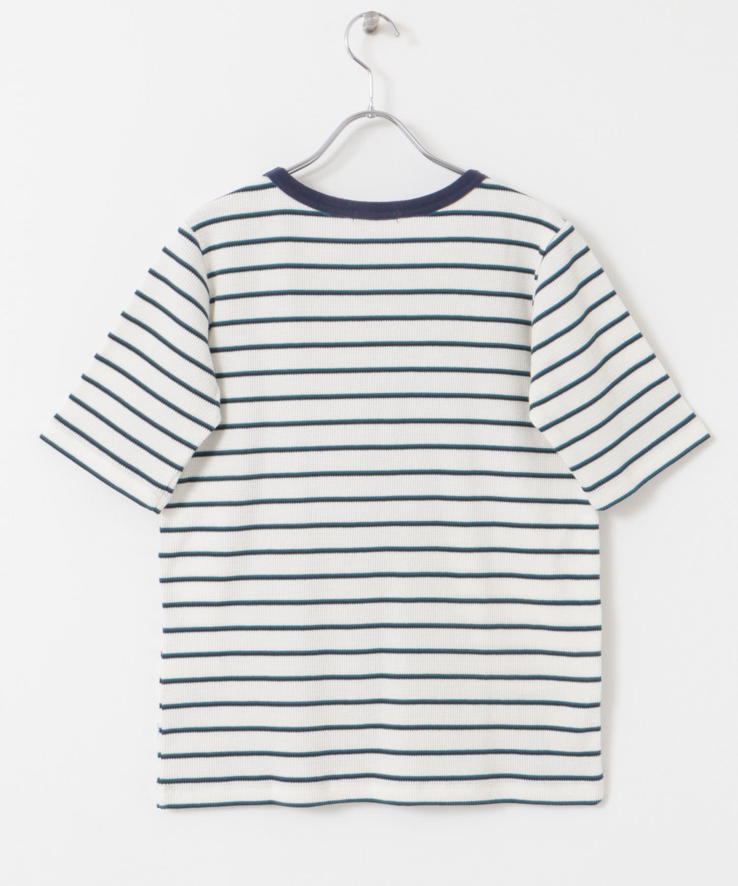 FORK&SPOON　ワッフルジャガードTシャツ NVYxBLU 1