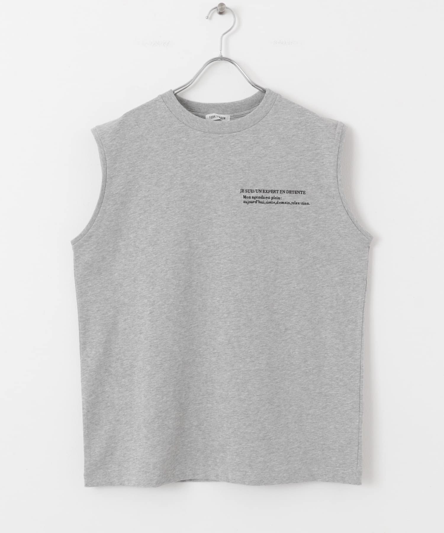 FORK&SPOON　エンブロイダリーノースリーブTシャツ TOPGRAY 1