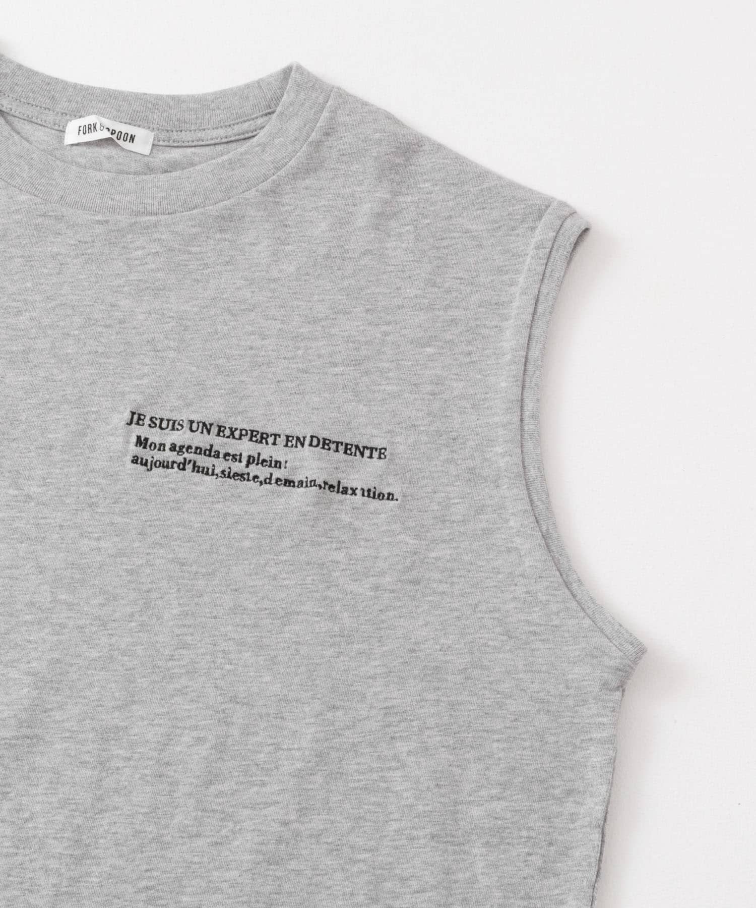 FORK&SPOON　エンブロイダリーノースリーブTシャツ TOPGRAY 1