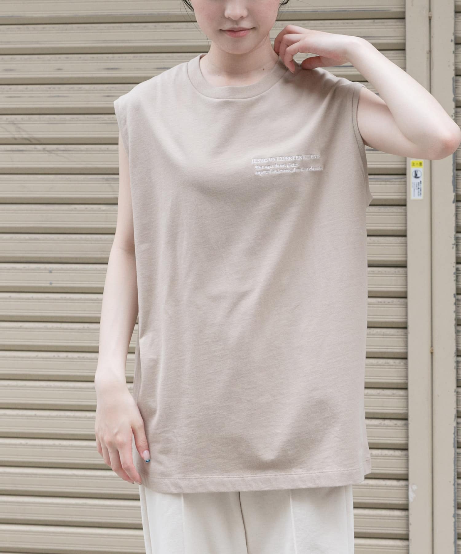FORK&SPOON　エンブロイダリーノースリーブTシャツ