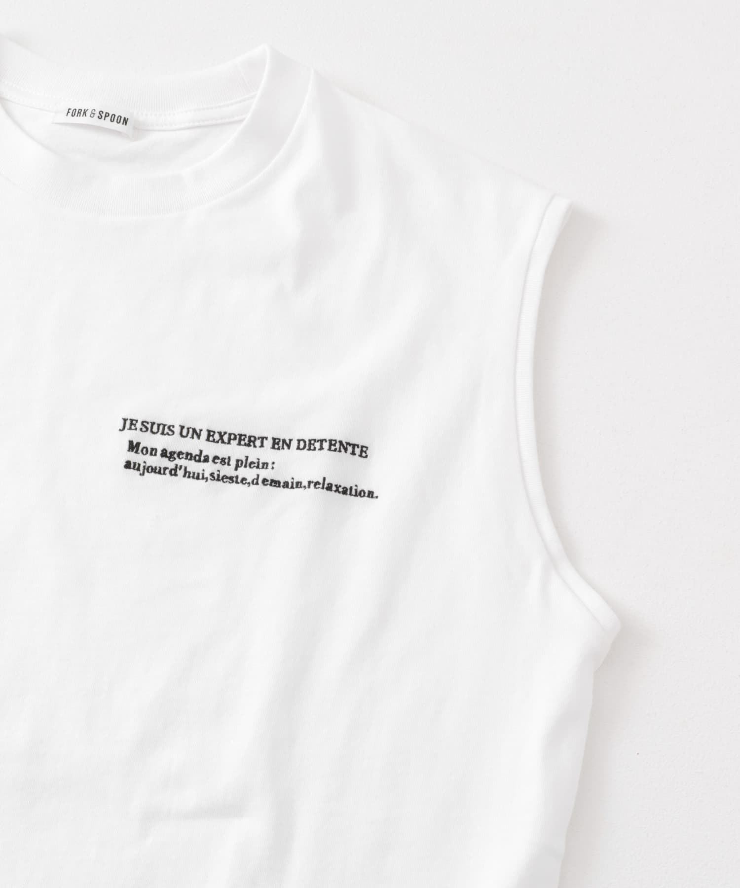 FORK&SPOON　エンブロイダリーノースリーブTシャツ OFF 1