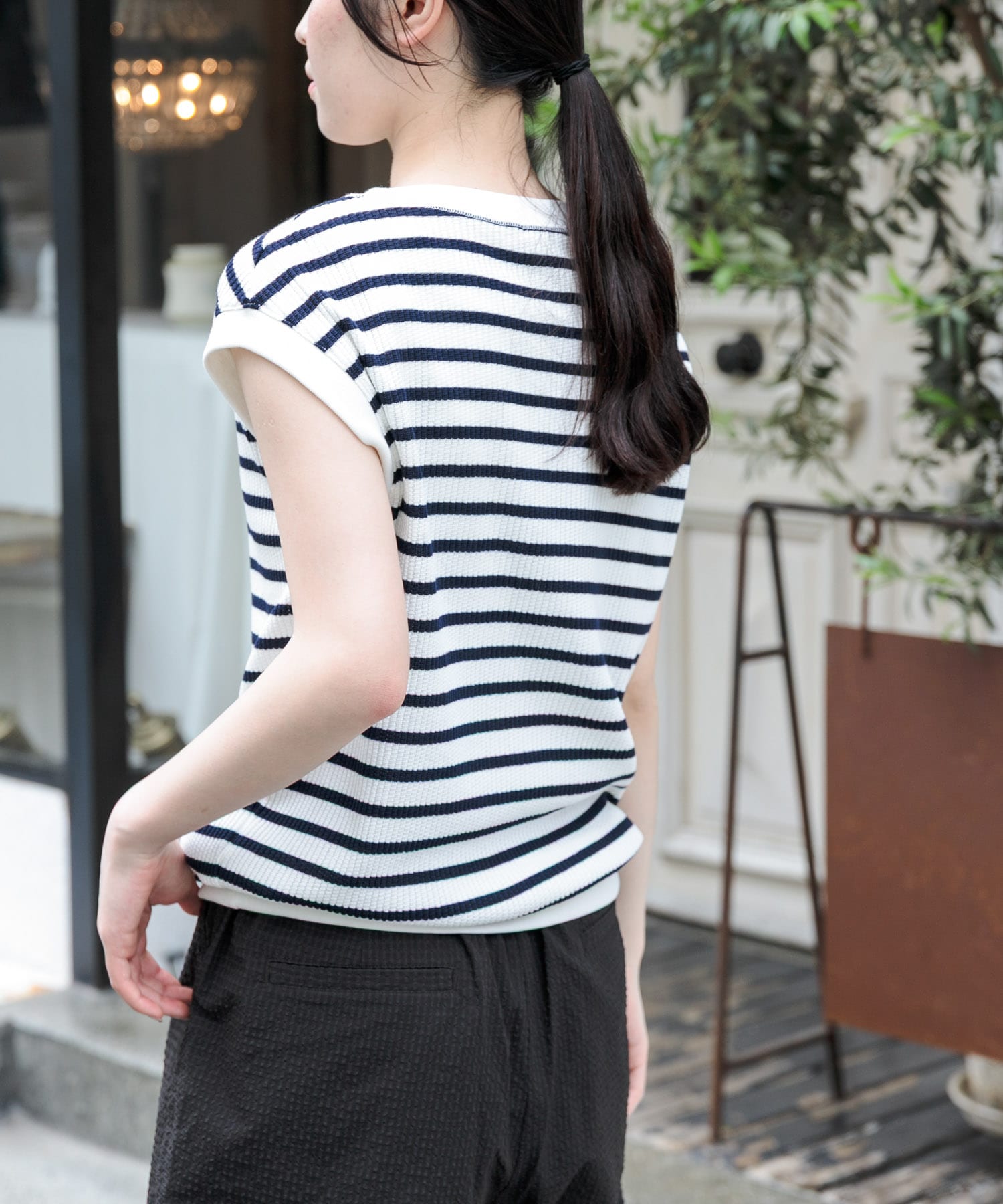 FORK&SPOON　変形ワッフルノースリーブプルオーバー