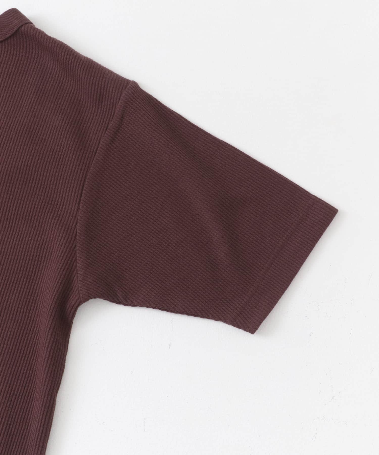 FORK&SPOON　ミニワッフル5分袖Tシャツ BORDEAUX 1