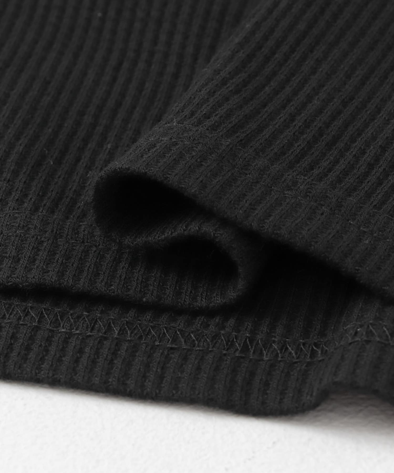 FORK&SPOON　ミニワッフル5分袖Tシャツ BLACK 1