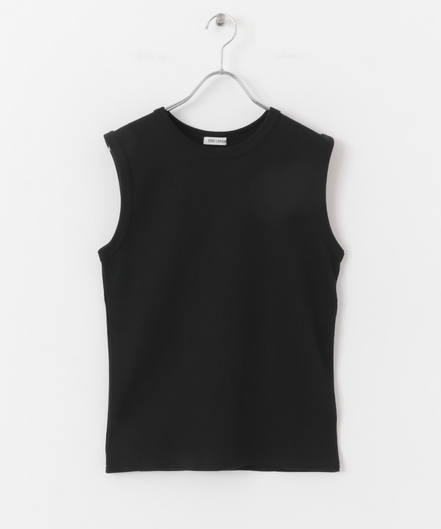 FORK&SPOON　ミニワッフルノースリーブTシャツ BLACK 1