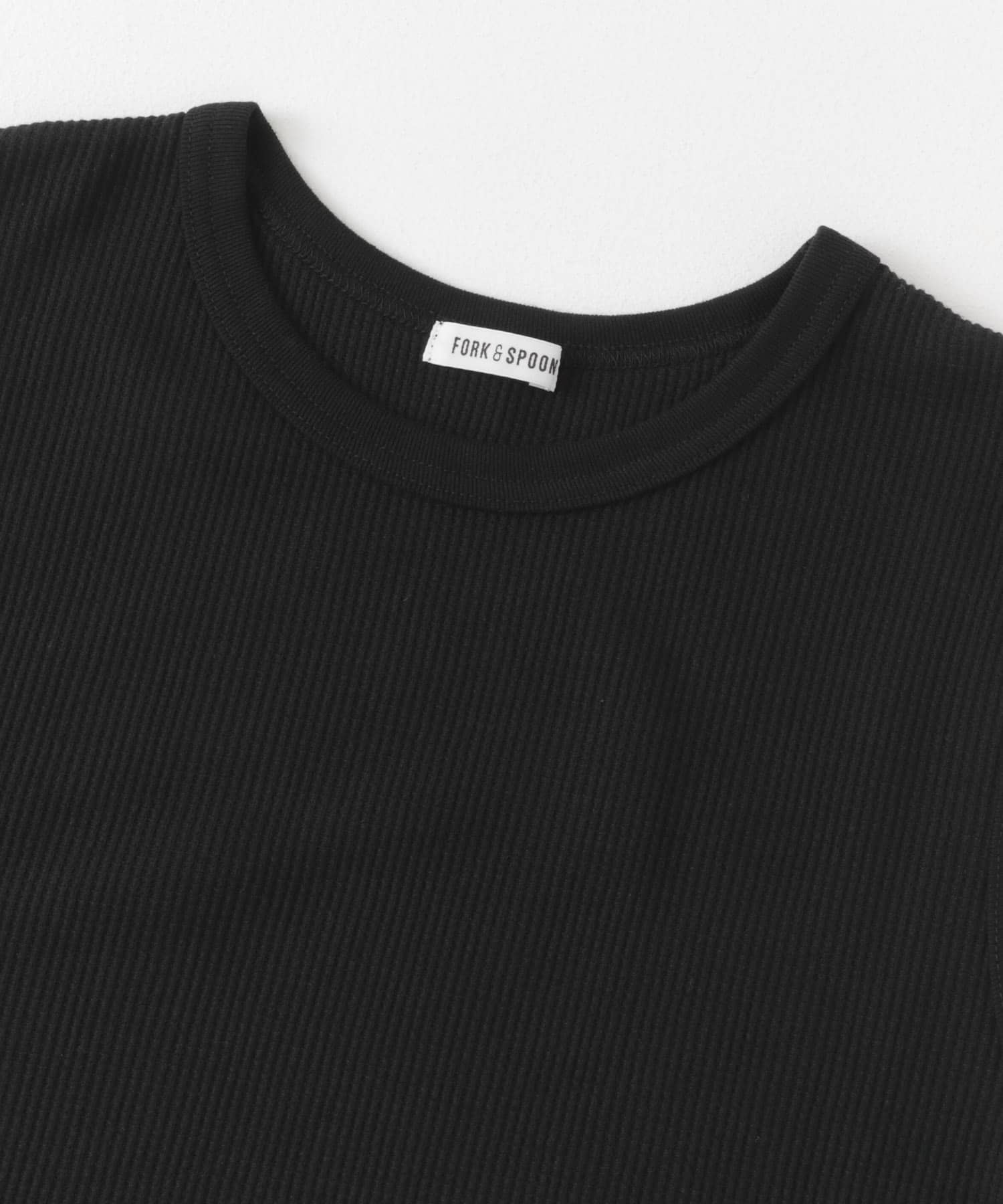 FORK&SPOON　ミニワッフルノースリーブTシャツ BLACK 1