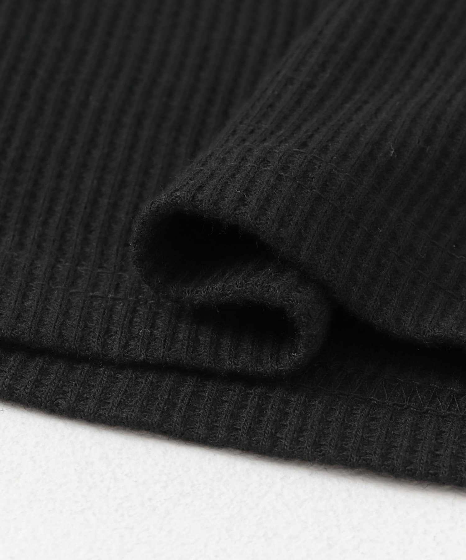 FORK&SPOON　ミニワッフルノースリーブTシャツ BLACK 1