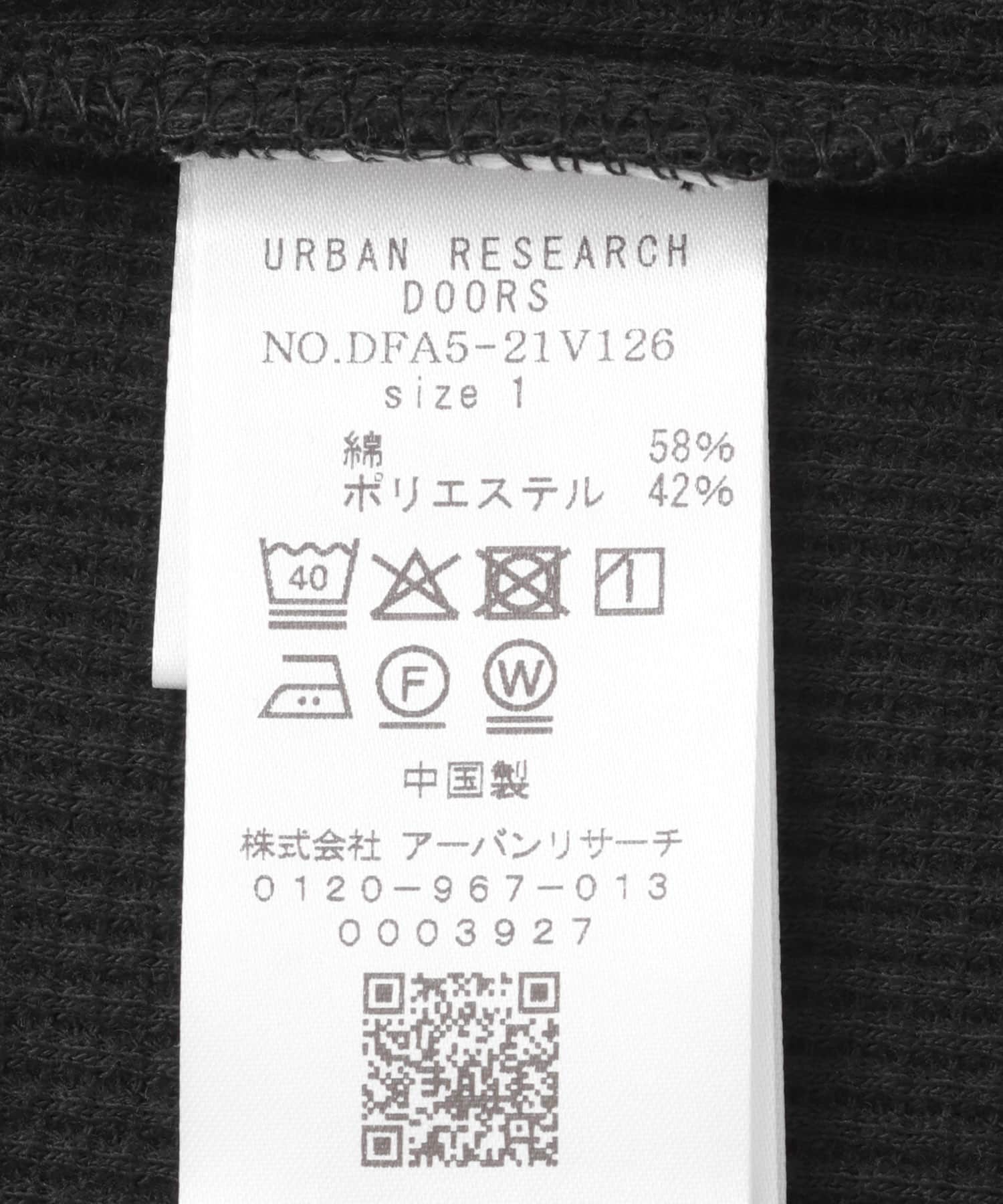 FORK&SPOON　ミニワッフルノースリーブTシャツ BLACK 1