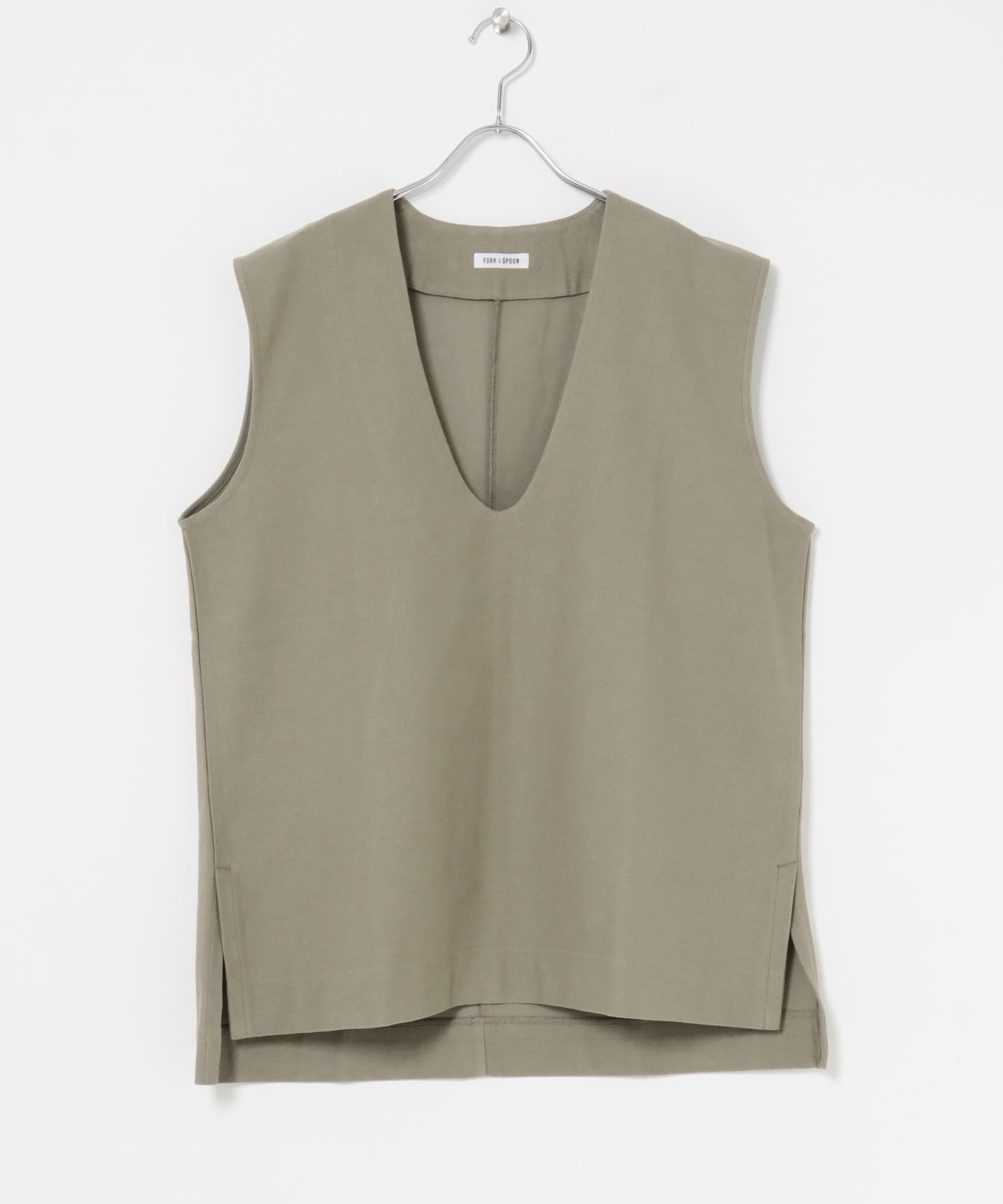 FORK&SPOON　ジャガードUネックベスト KHAKI 1