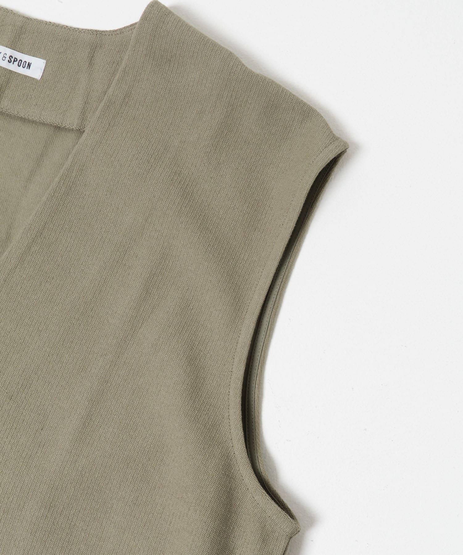 FORK&SPOON　ジャガードUネックベスト KHAKI 1