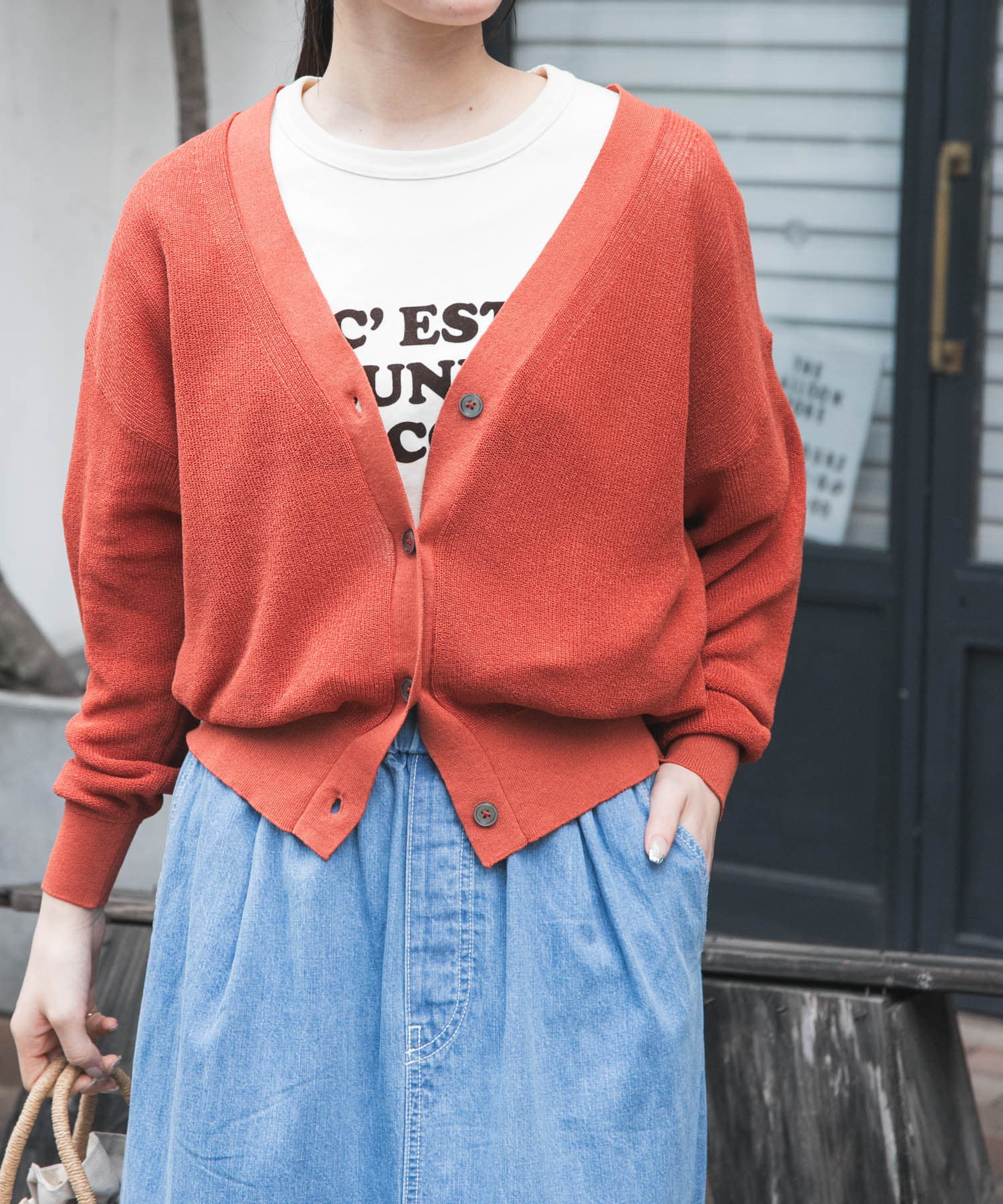 FORK&SPOON　ペーパーニットカーディガン