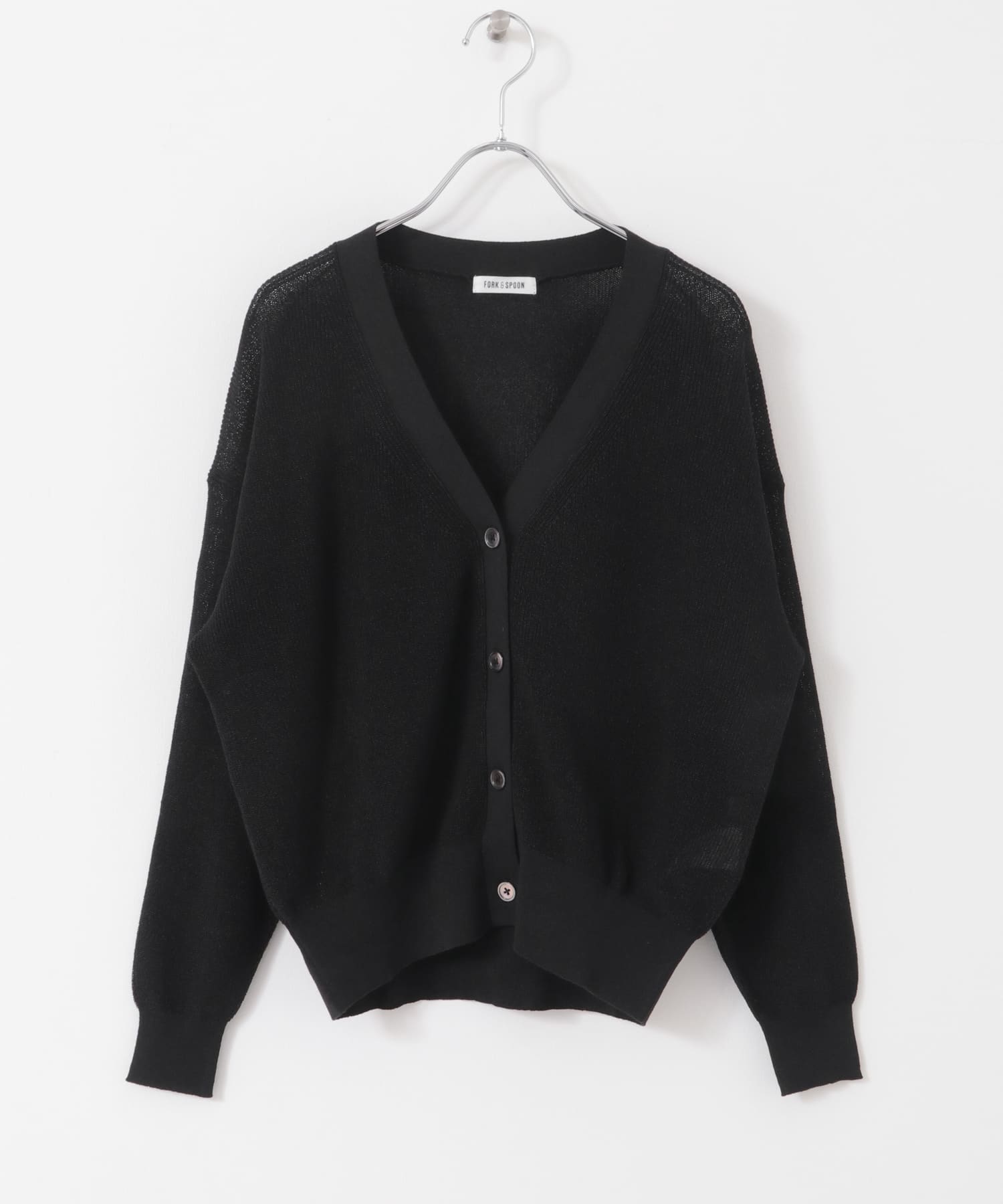 FORK&SPOON　ペーパーニットカーディガン BLACK 1