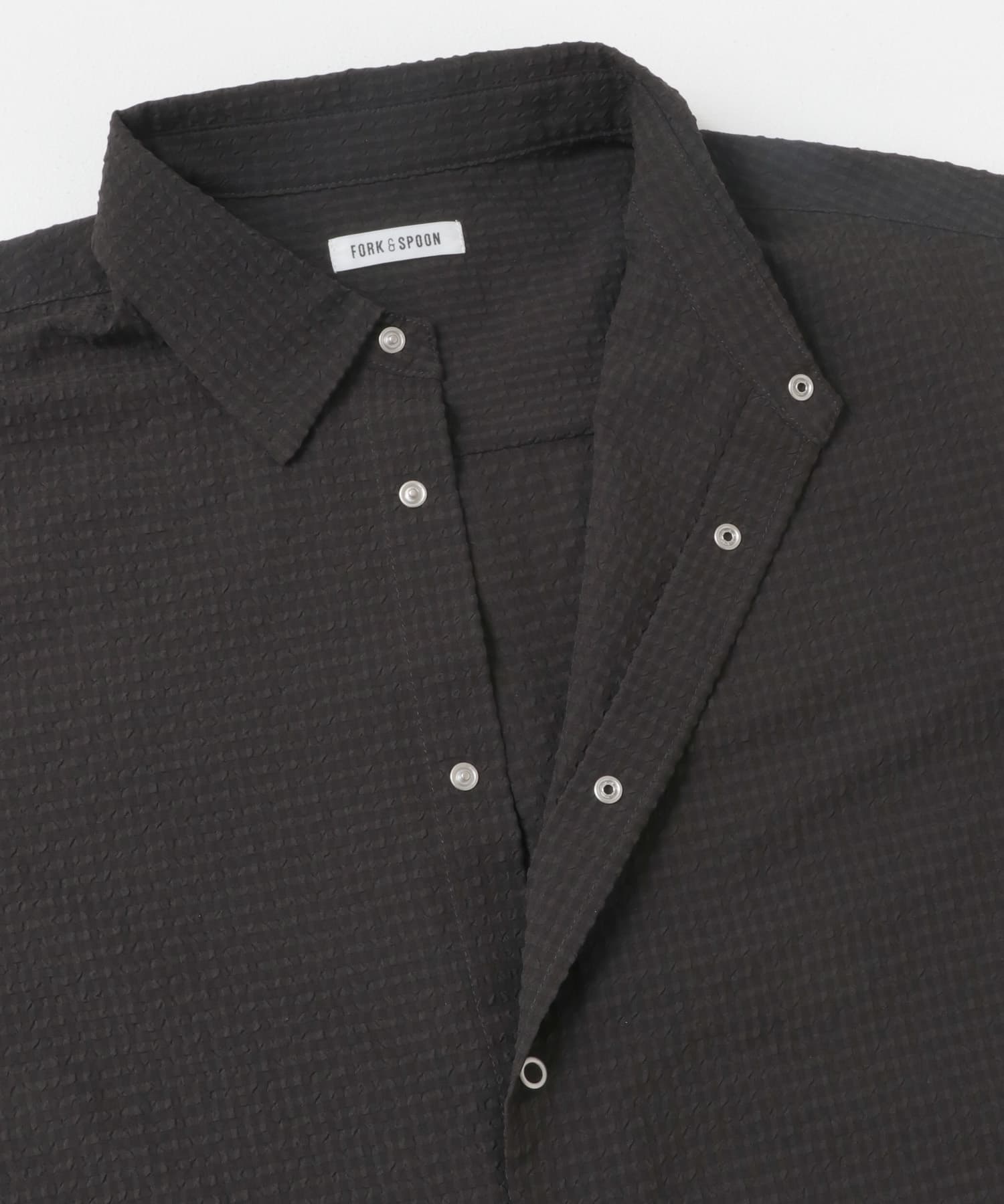 FORK&SPOON　アニヴェンサッカーシャツ DARKBROWN 1