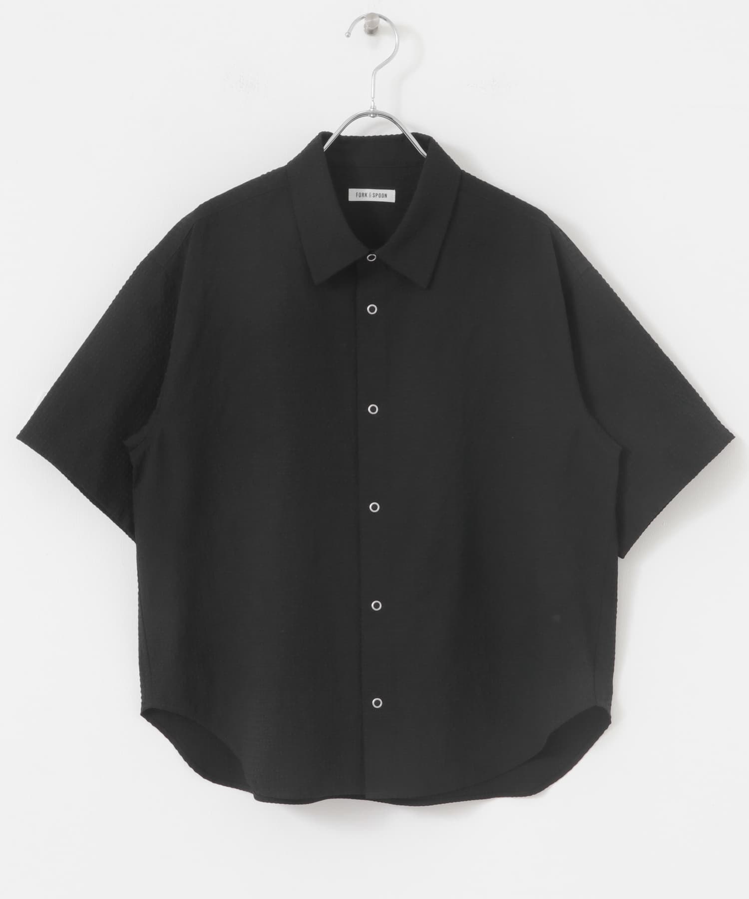 FORK&SPOON　アニヴェンサッカーシャツ BLACK 1