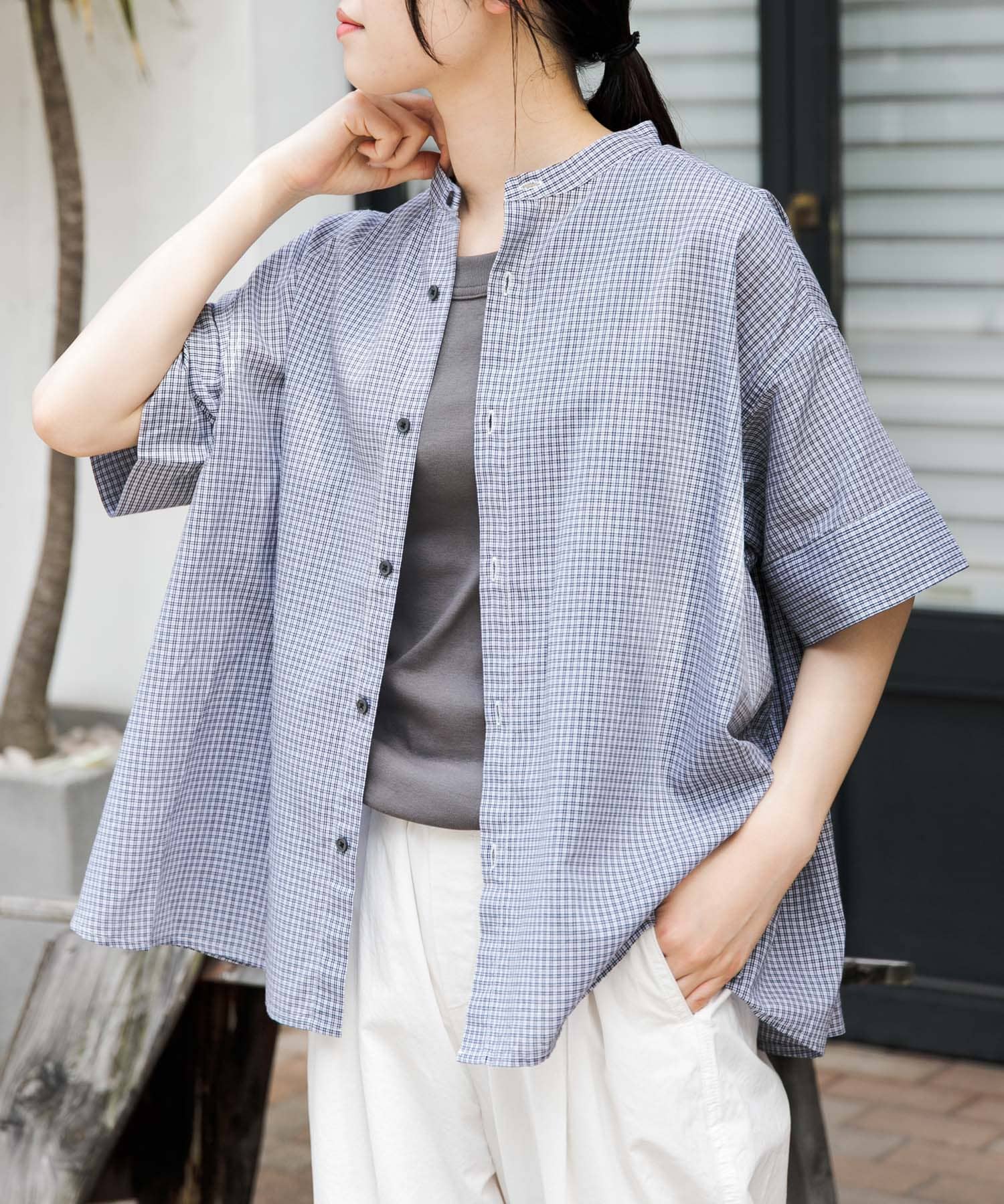 FORK&SPOON　ワイド5分袖シャツ