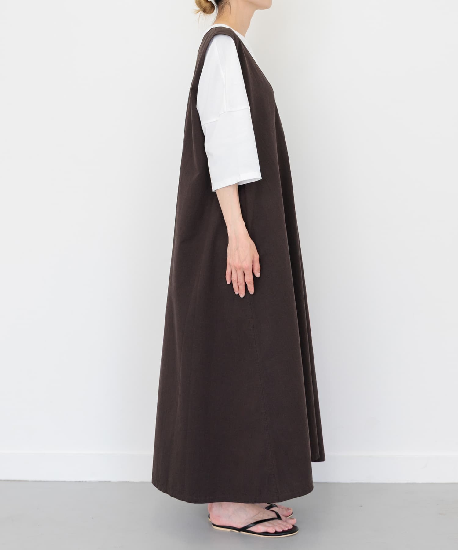 FORK&SPOON テントラインUネックワンピース(1 BROWN