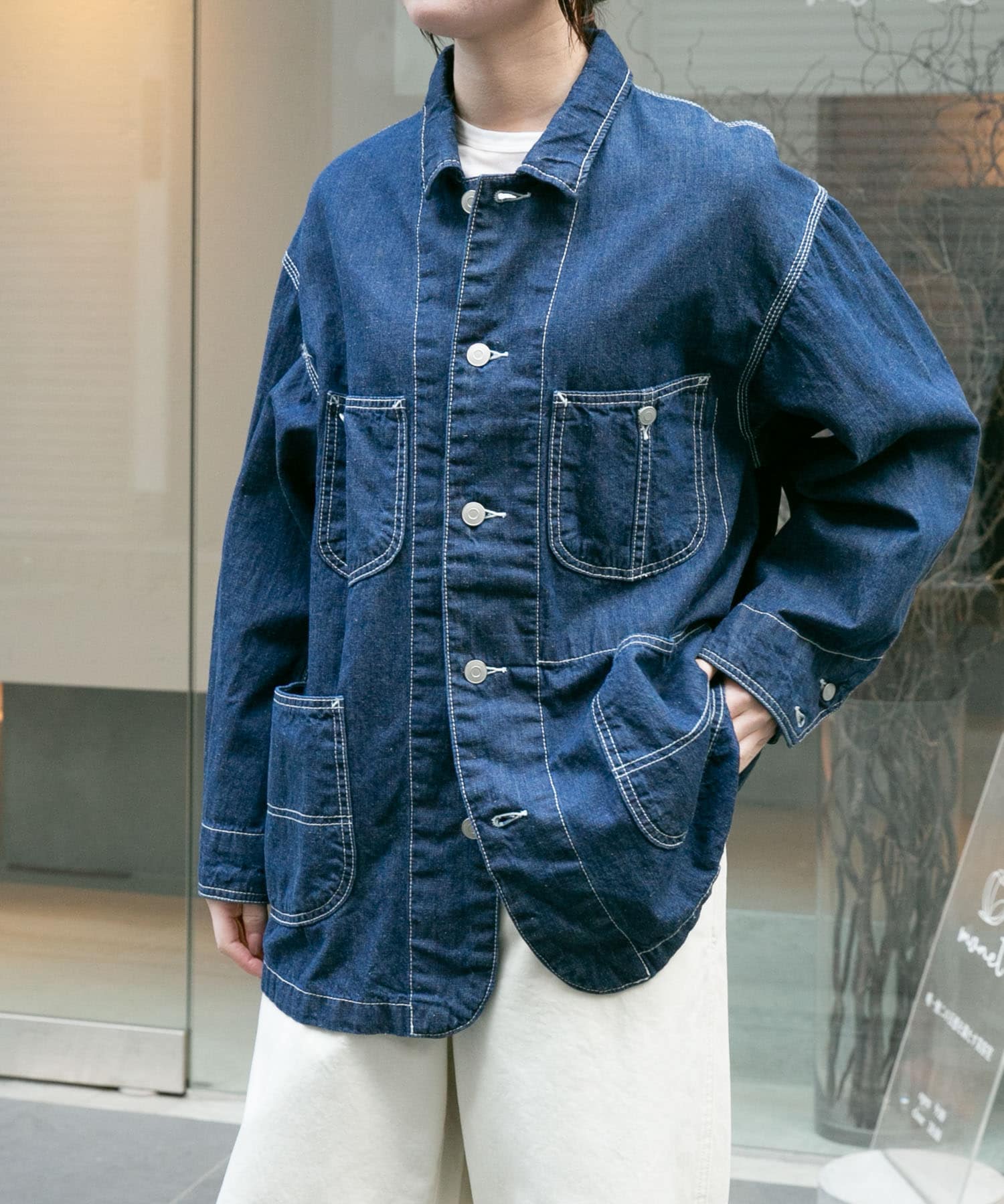 FORK&SPOON　綿麻デニムカバーオール