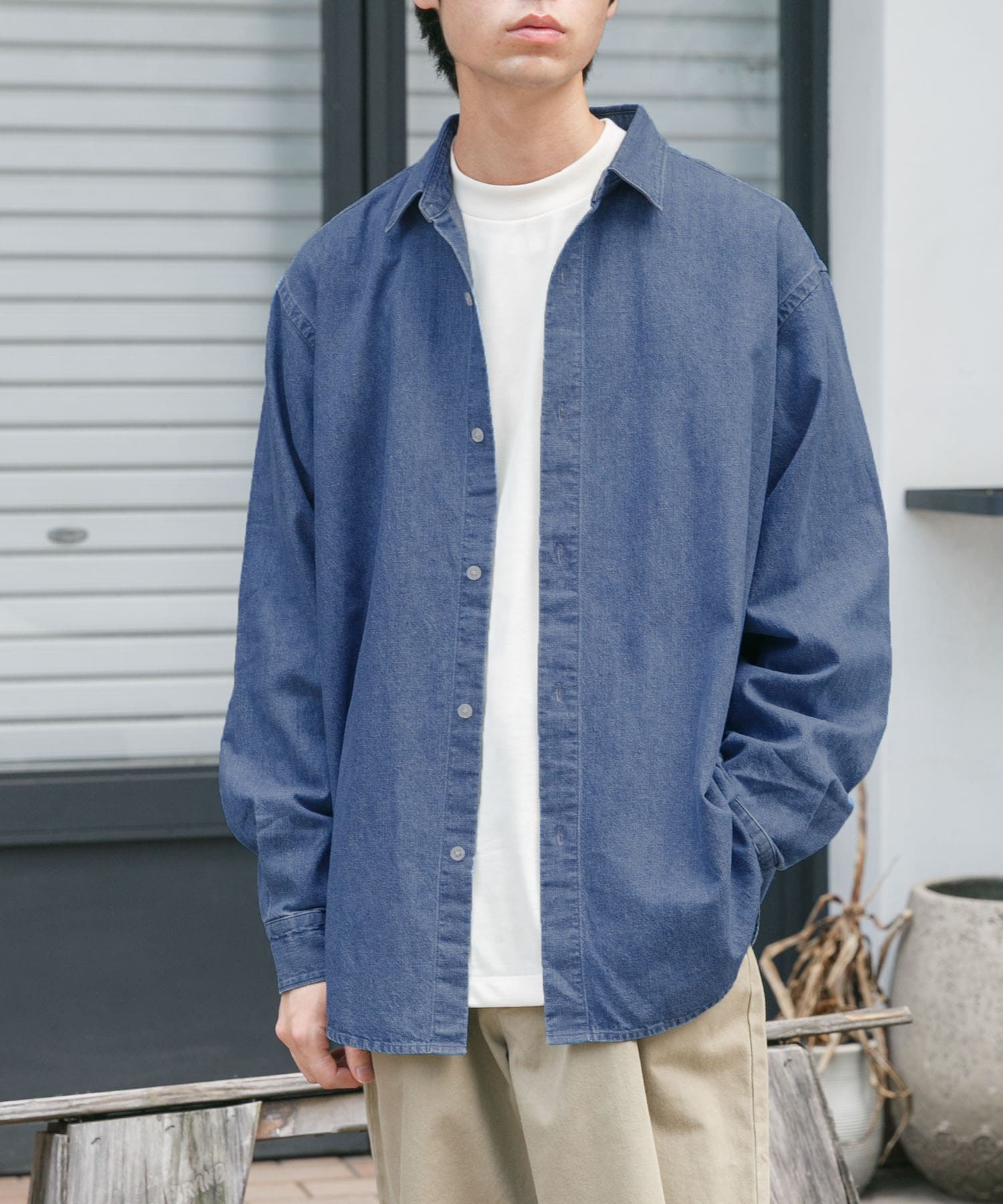 FORK&SPOON　デニムレギュラーカラーシャツ