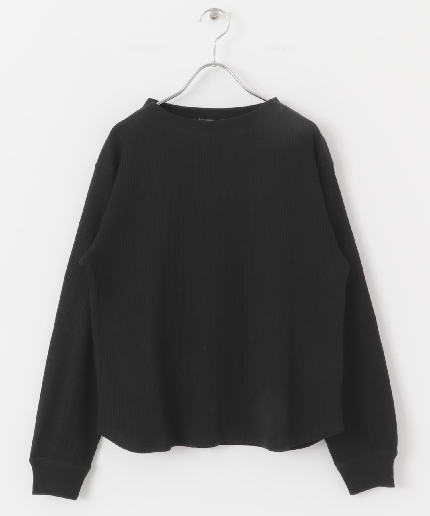 FORK&SPOON　変形ワッフルロングスリーブTシャツ BLACK 1