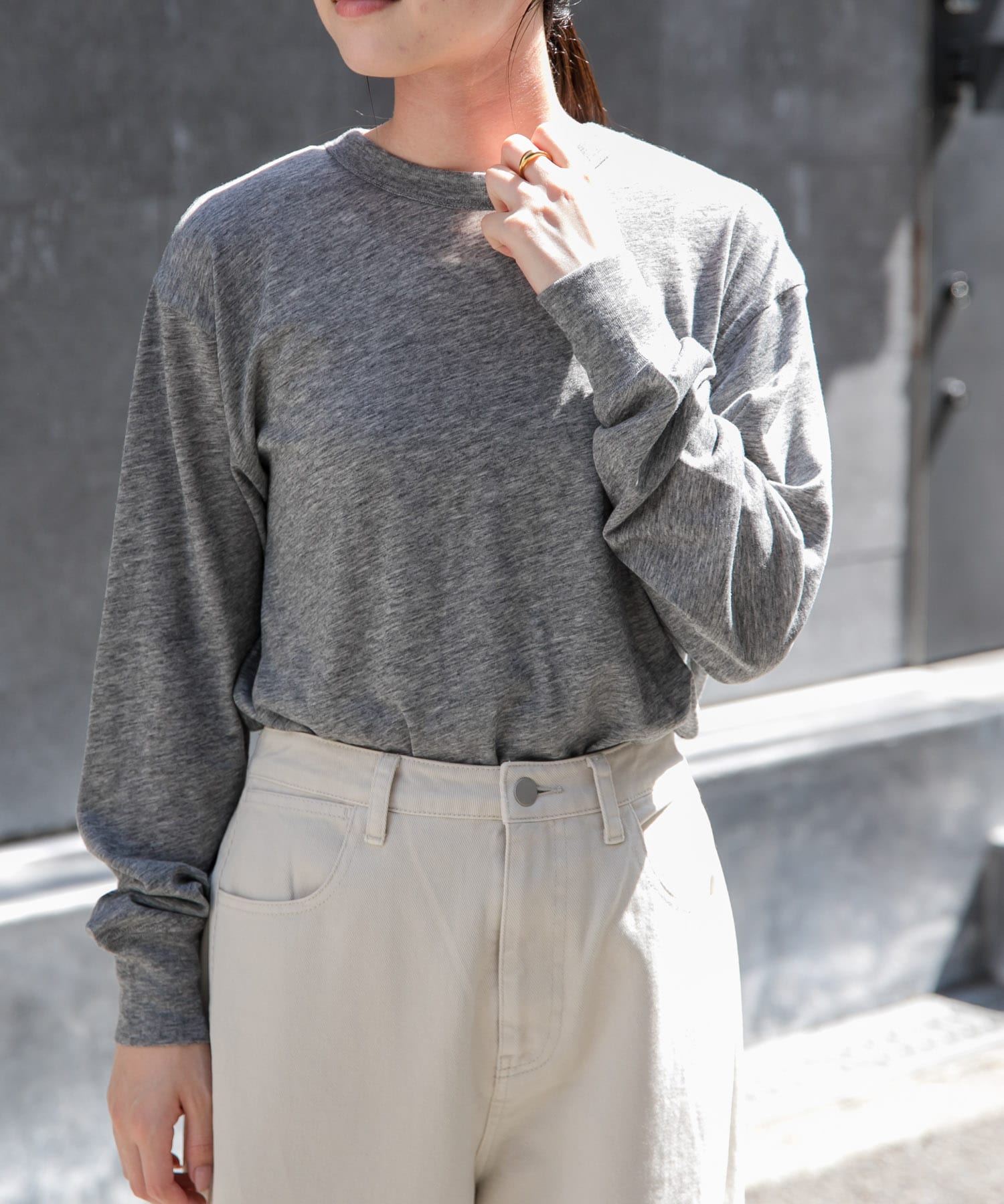 FORK&SPOON　ウール混クルーネックカットソー