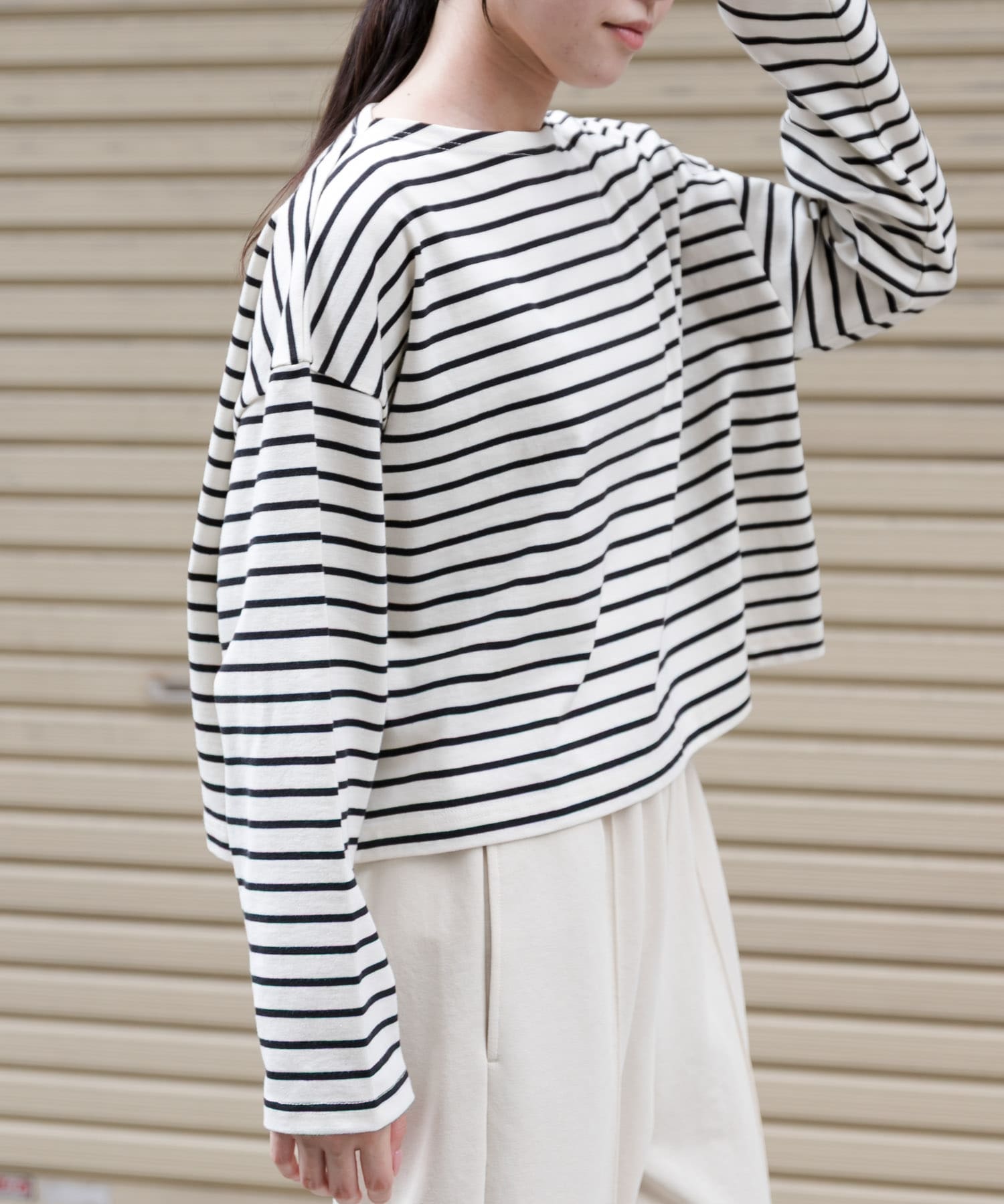 FORK&SPOON　クロップドボートネックカットソー