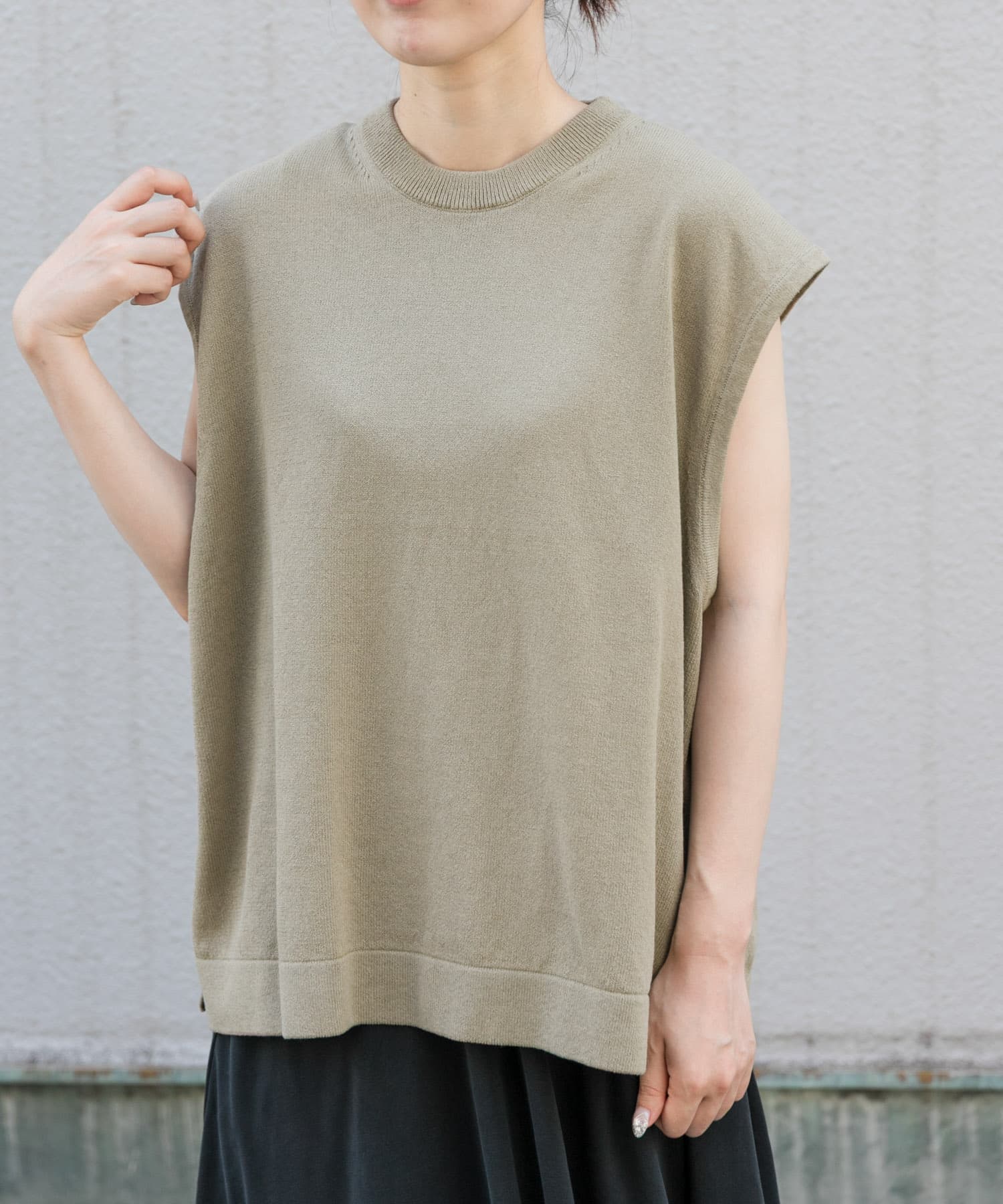 FORK&SPOON　クルーネックニットベスト