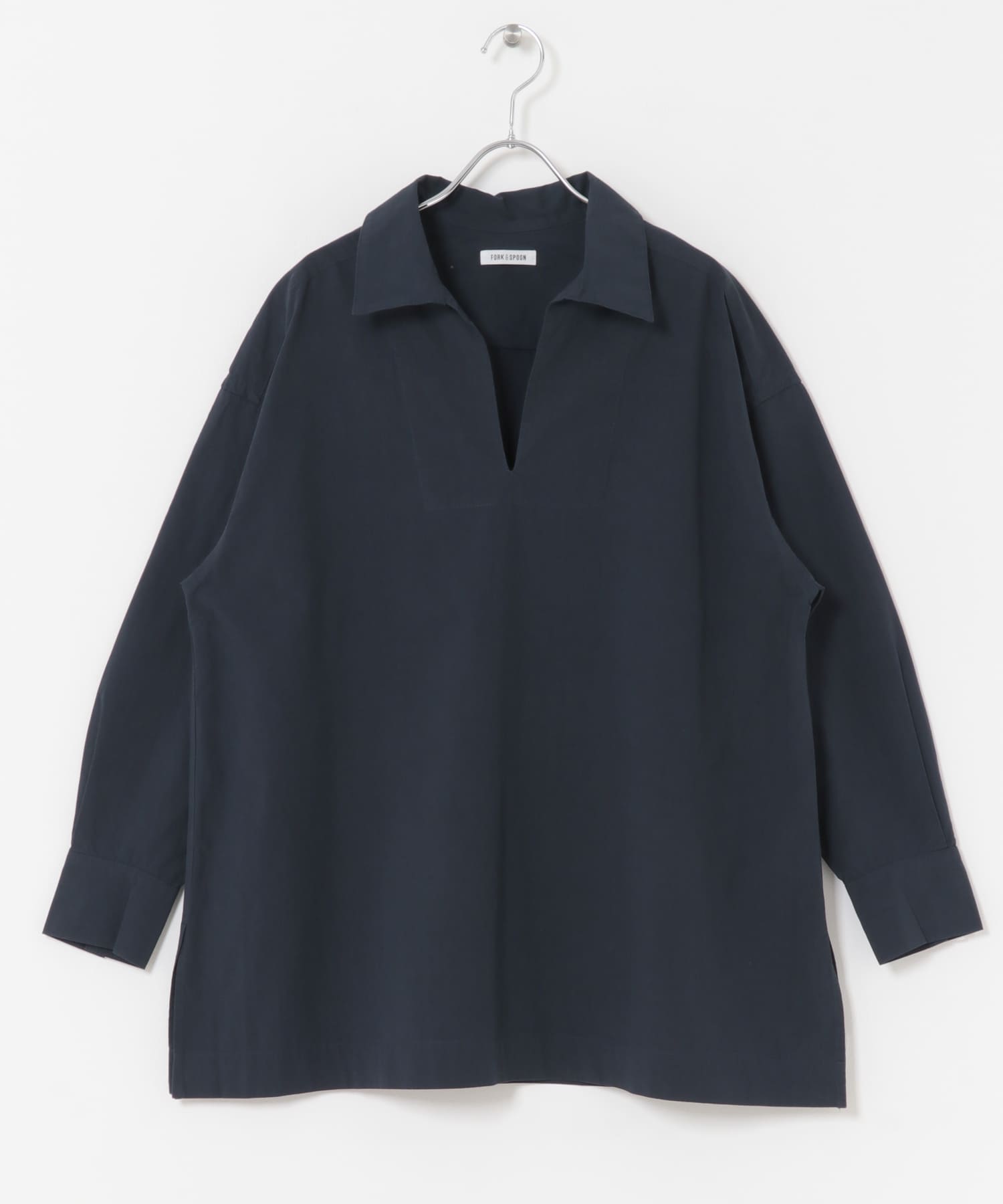 FORK&SPOON　スキッパーロングシャツ NAVY 1