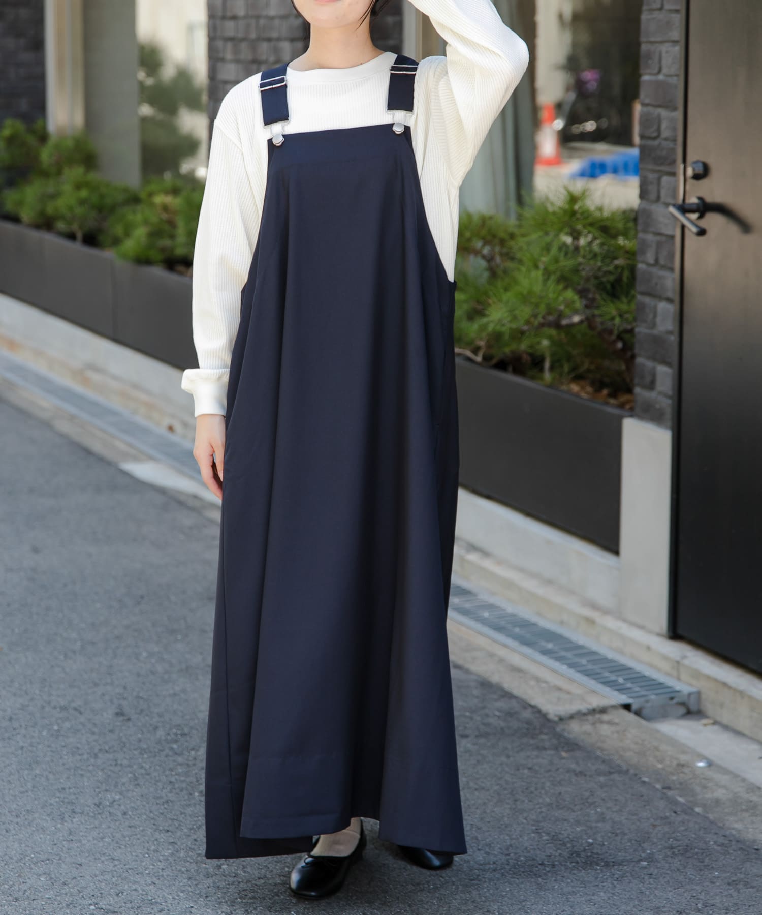 FORK&SPOON　フレアサスペンダーワンピース