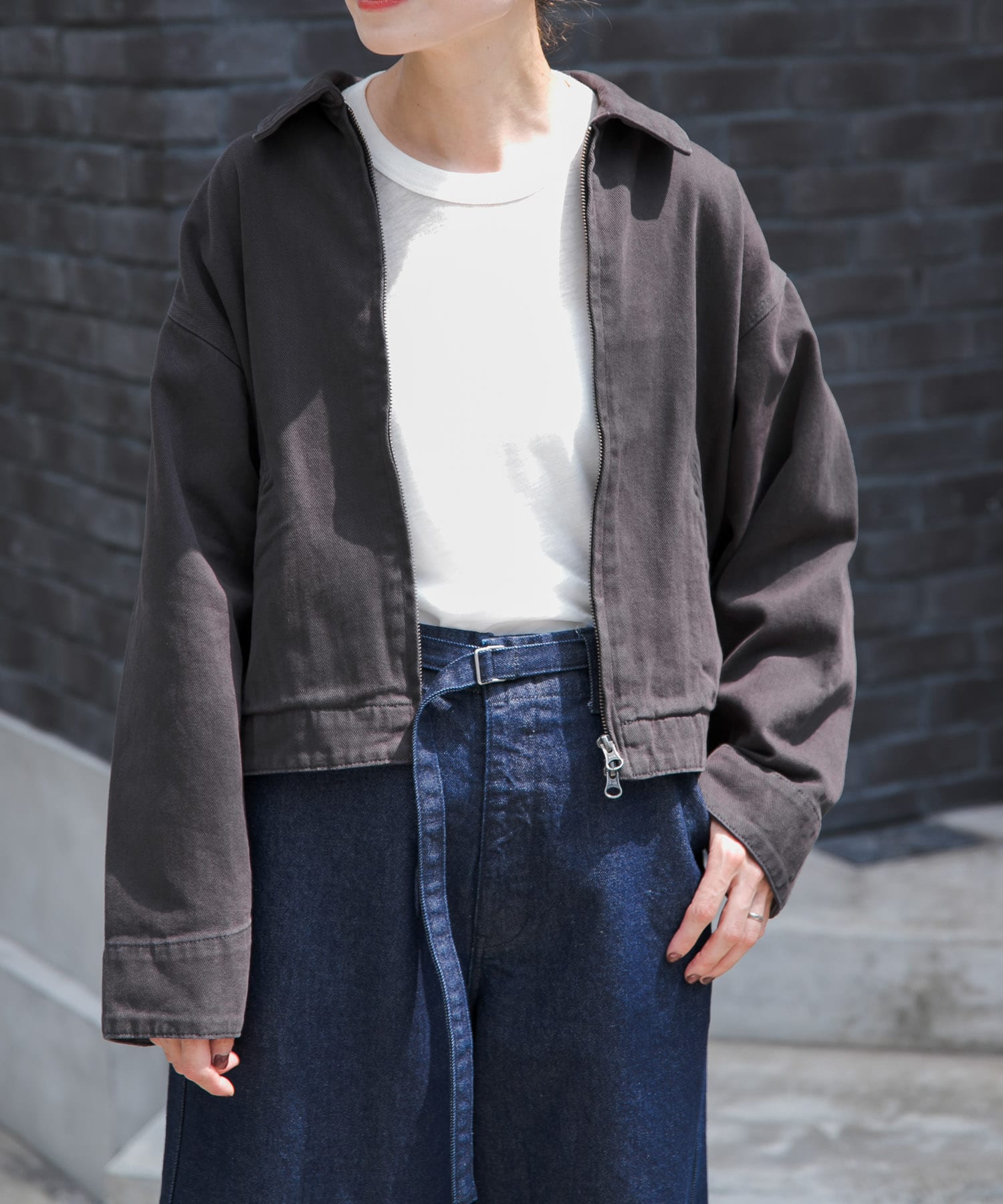 にかいどうページ FORK&SPOON ガーメントダイツイルジップブルゾン(1 IVORY