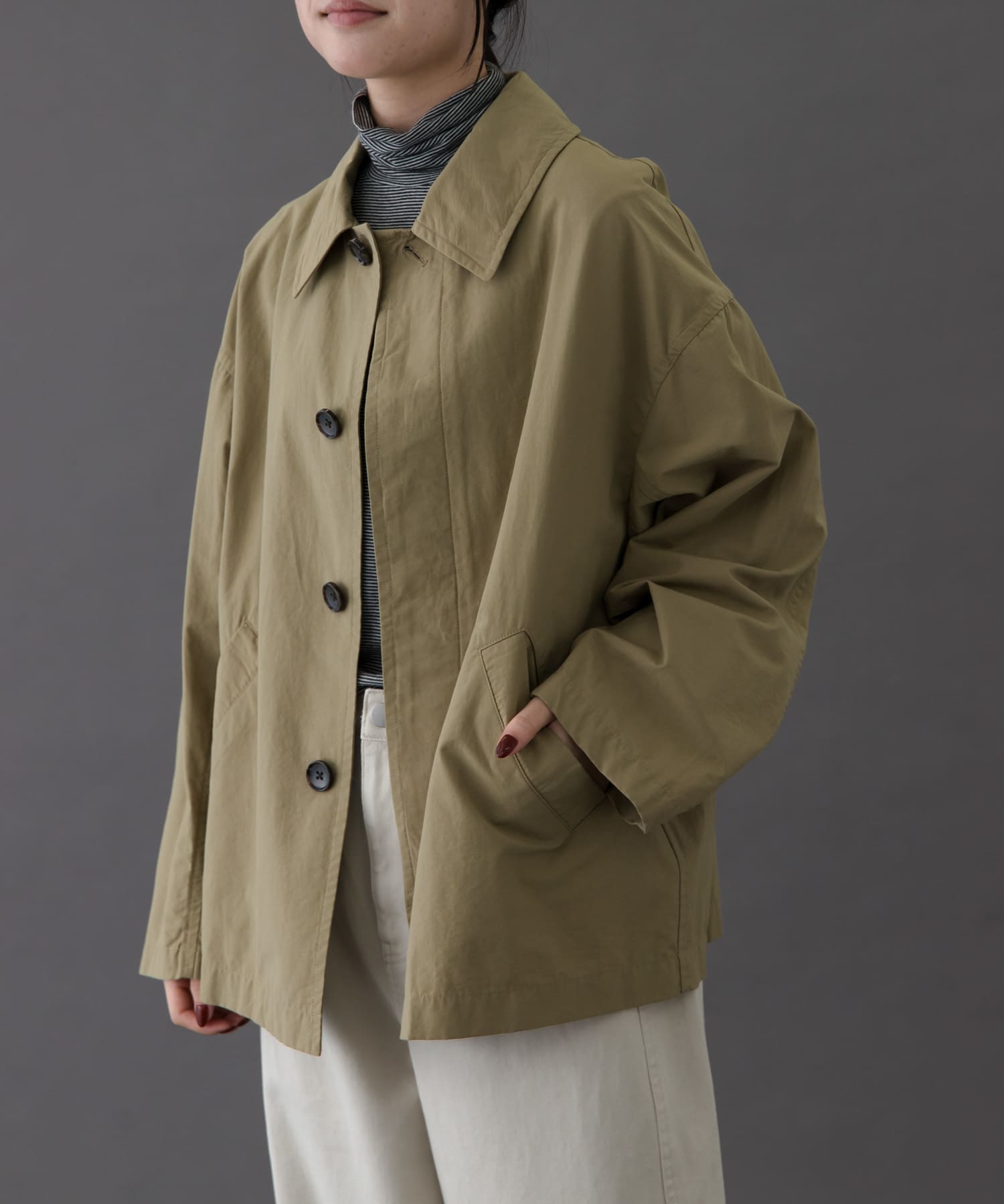 FORK&SPOON　ステンカラーショートコート