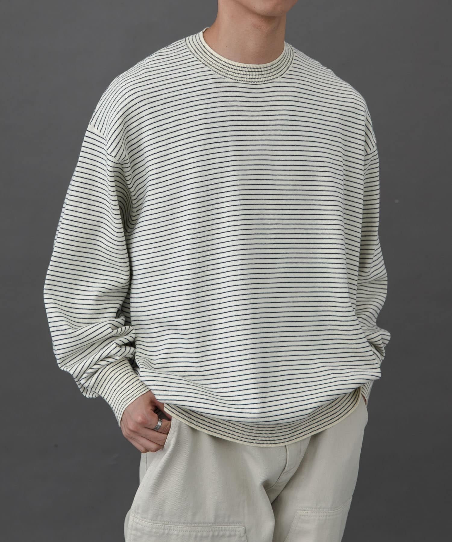 FORK&SPOON ボーダークルーネックニット(4 IVOxNVY): トップス｜URBAN