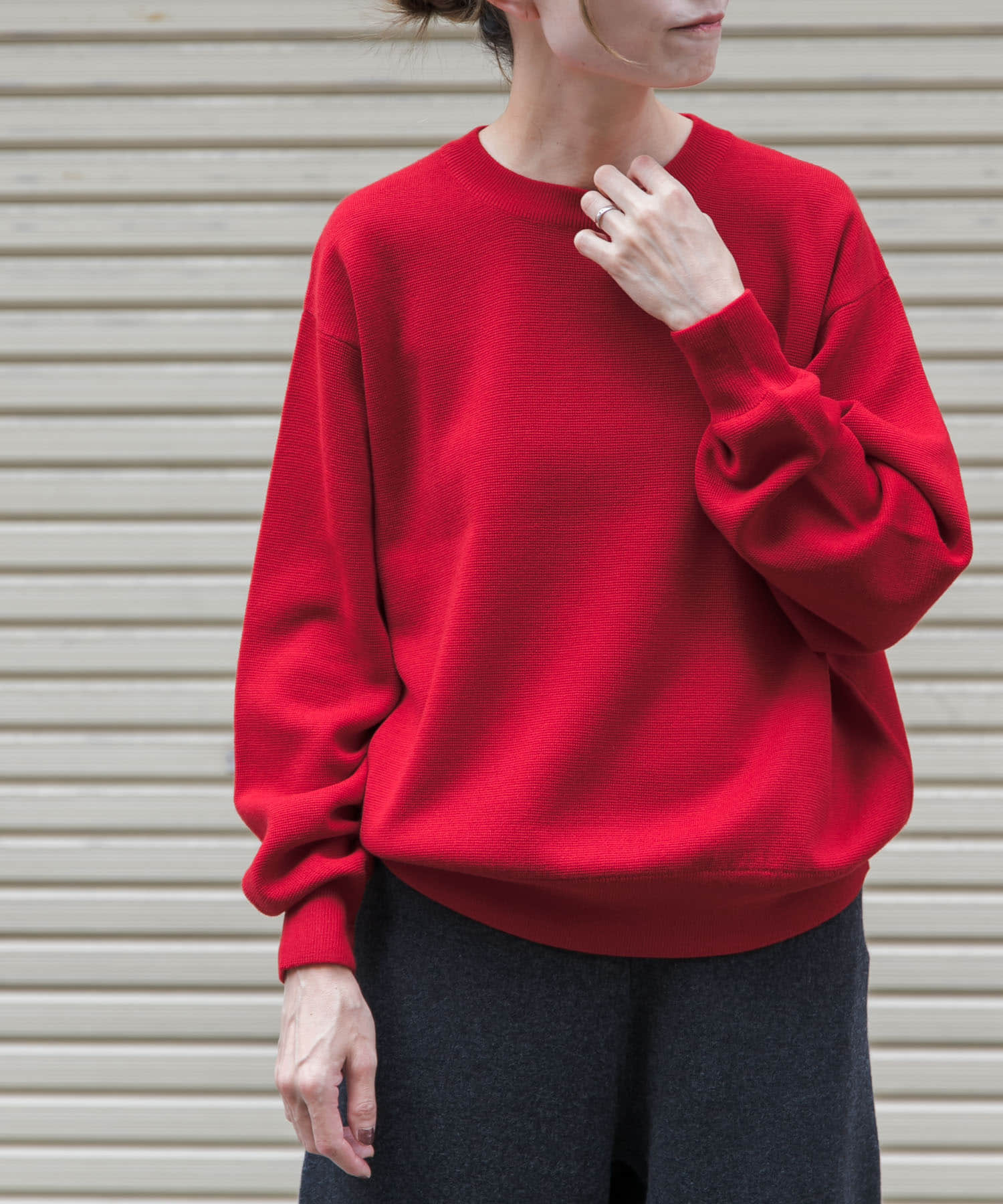 FORK&SPOON　ミラノリブクルーネックニット