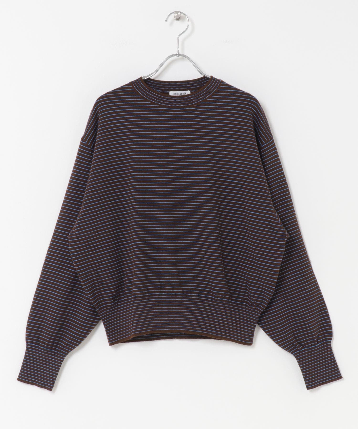 FORK&SPOON　ボーダークルーネックニット BRNxBLU 1