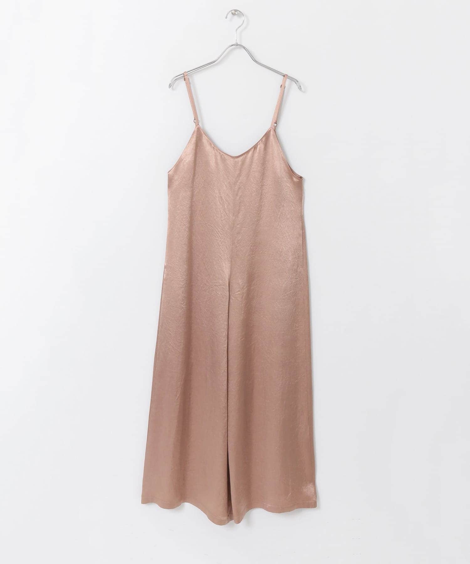 thint　クラッシュサテンサロペット PINK BEIGE one