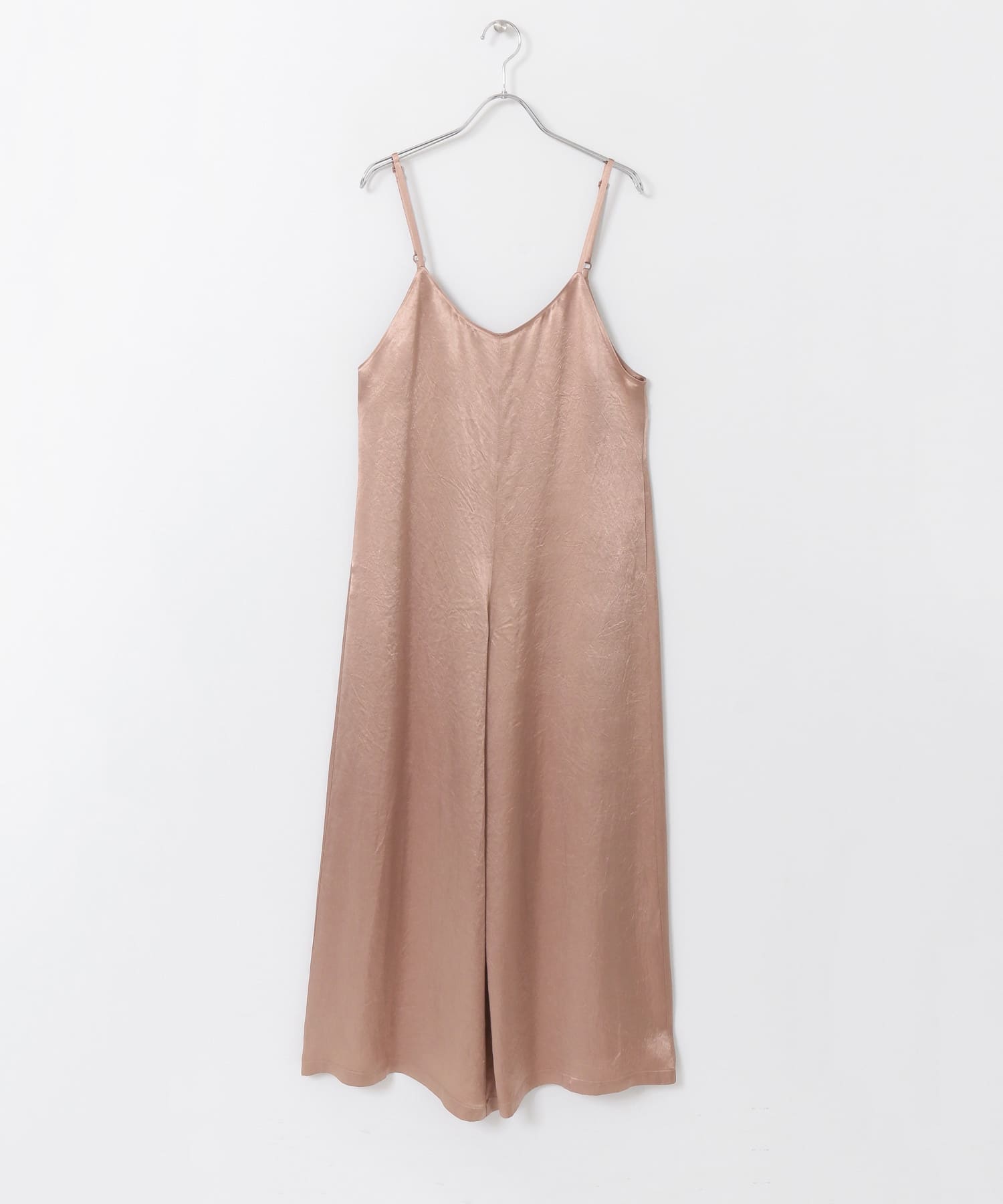 thint　クラッシュサテンサロペット PINK BEIGE one