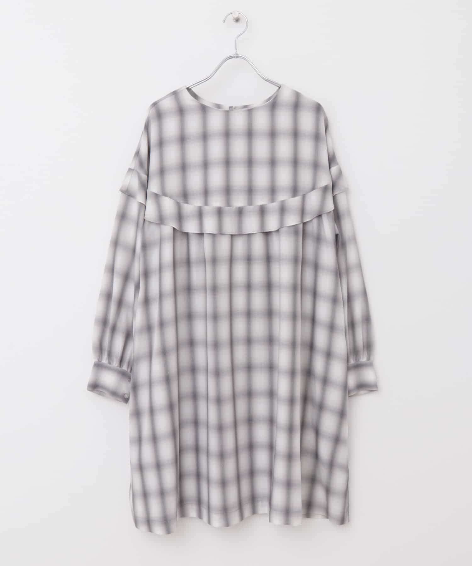 thint　フリルヨークチェックミニワンピース OFF WHITE one