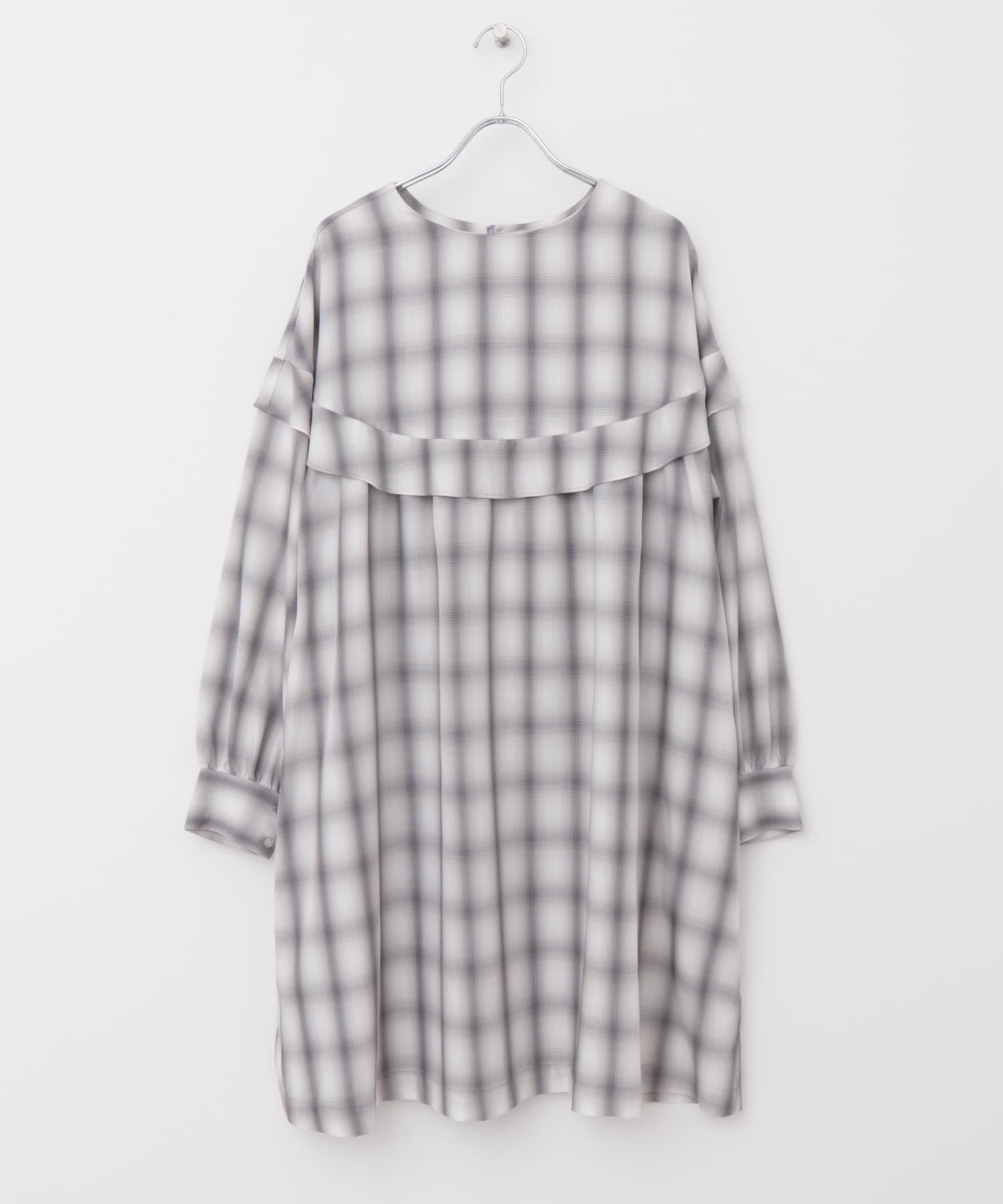 thint　フリルヨークチェックミニワンピース OFF WHITE one
