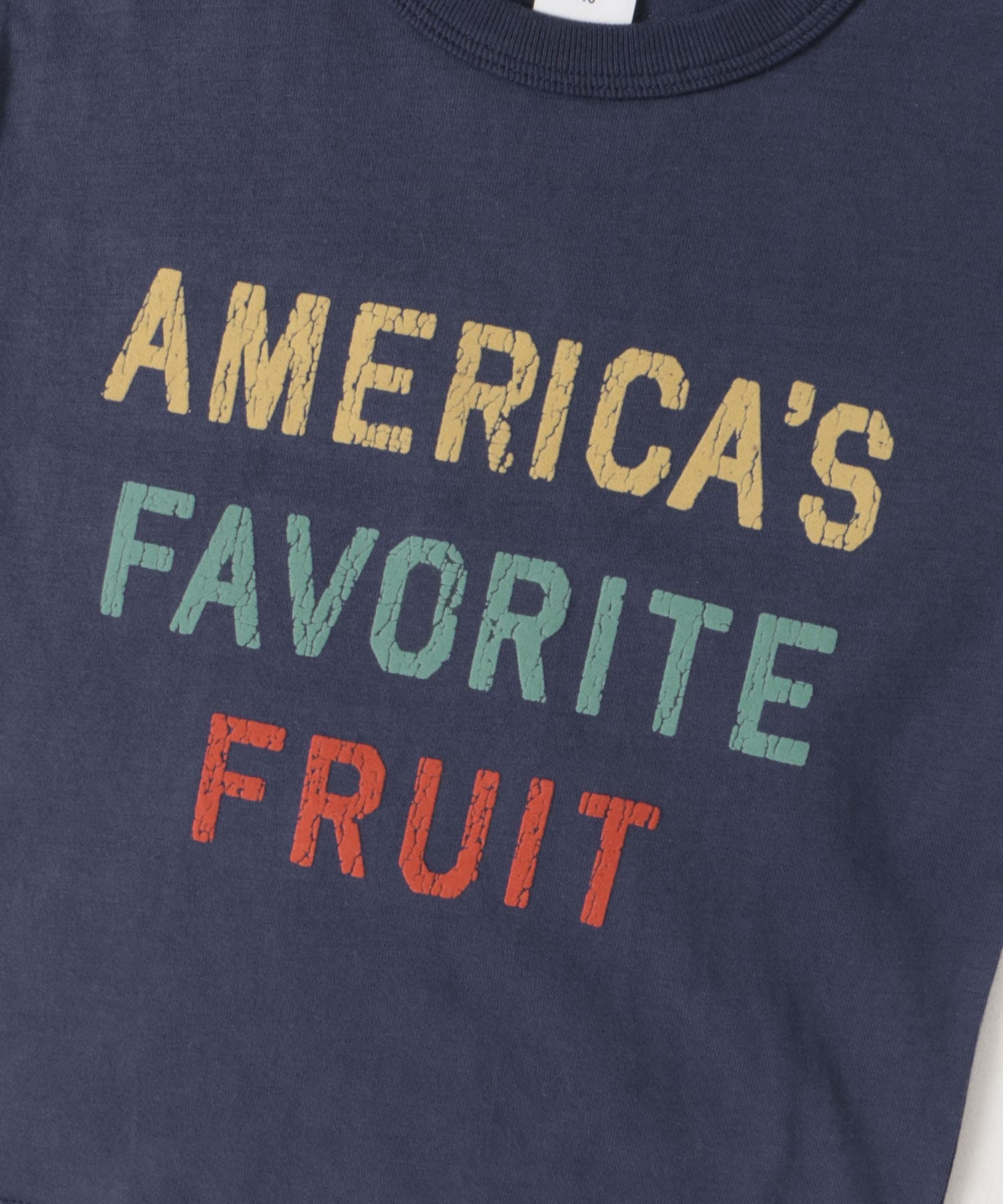 FRUIT OF THE LOOM　フロッキープリント長袖Tシャツ(KIDS) NAVY 110