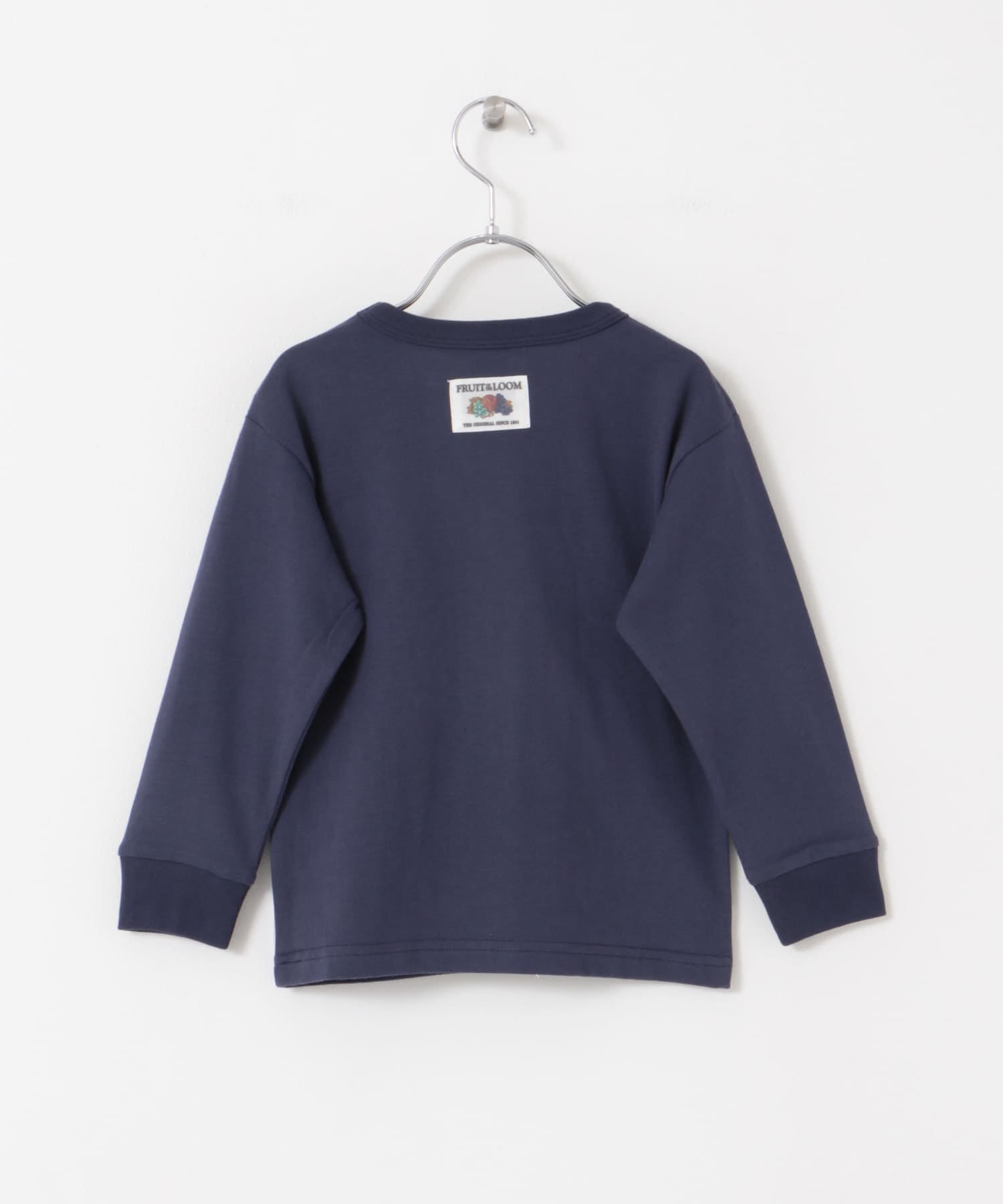 FRUIT OF THE LOOM　フロッキープリント長袖Tシャツ(KIDS) NAVY 110