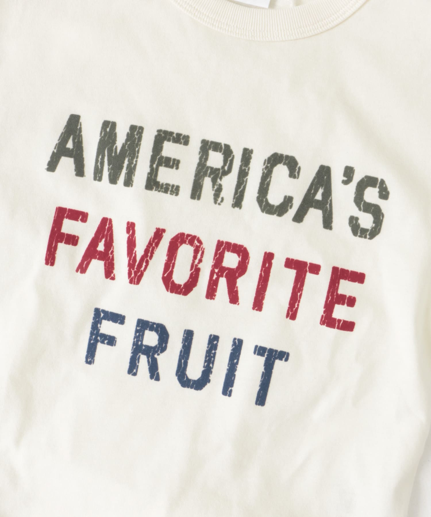 FRUIT OF THE LOOM　フロッキープリント長袖Tシャツ(KIDS) IVORY 110
