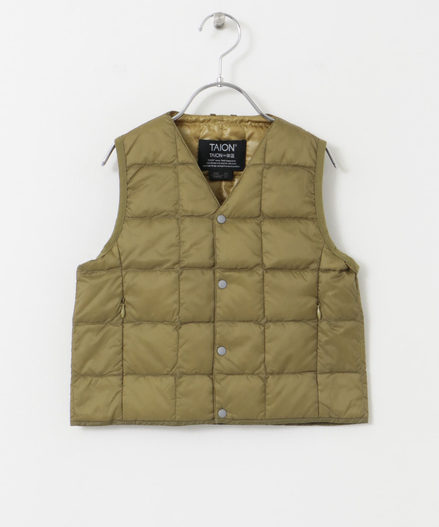 TAION　V-NECK BUTTON DOWN VEST(KIDS) BEIGE 110