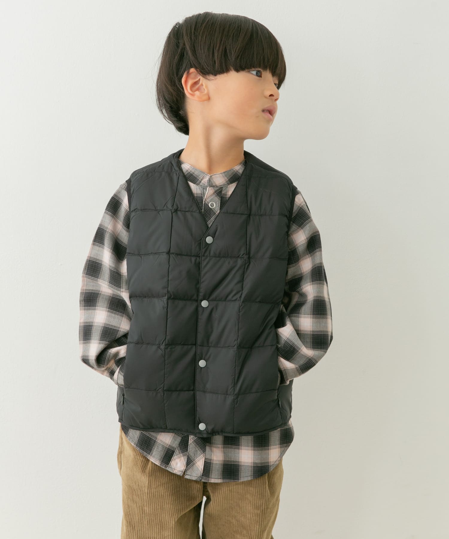 TAION　V-NECK BUTTON DOWN VEST(KIDS)