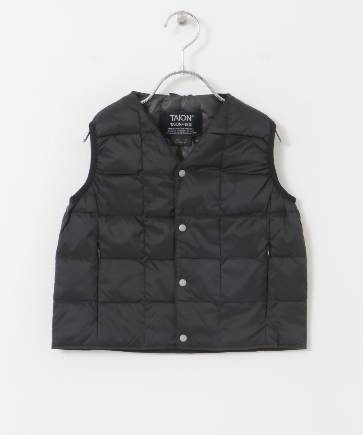 TAION　V-NECK BUTTON DOWN VEST(KIDS) BLACK 110