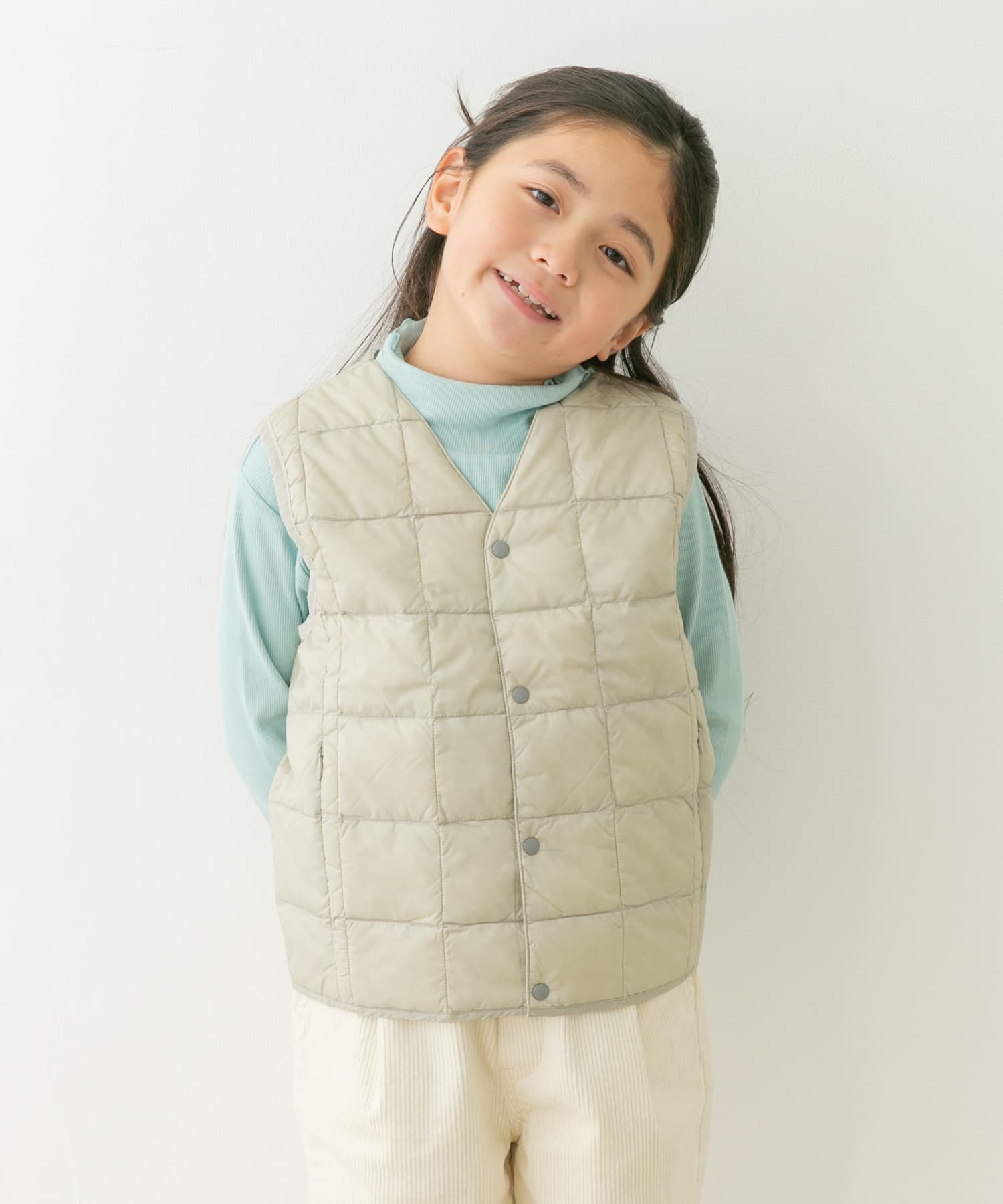 TAION　V-NECK BUTTON DOWN VEST(KIDS)