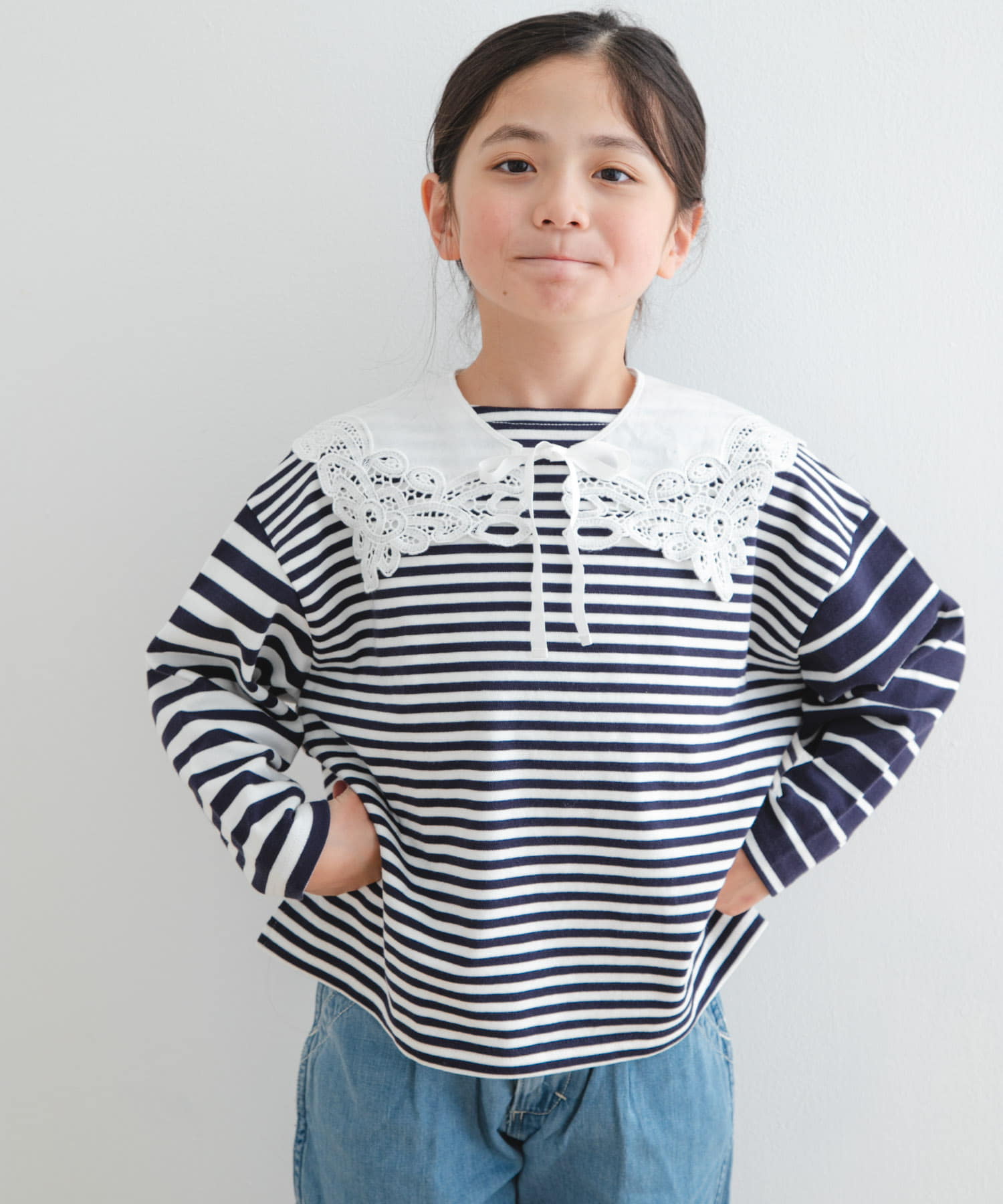 ジュース　Pure white lace collar sailor